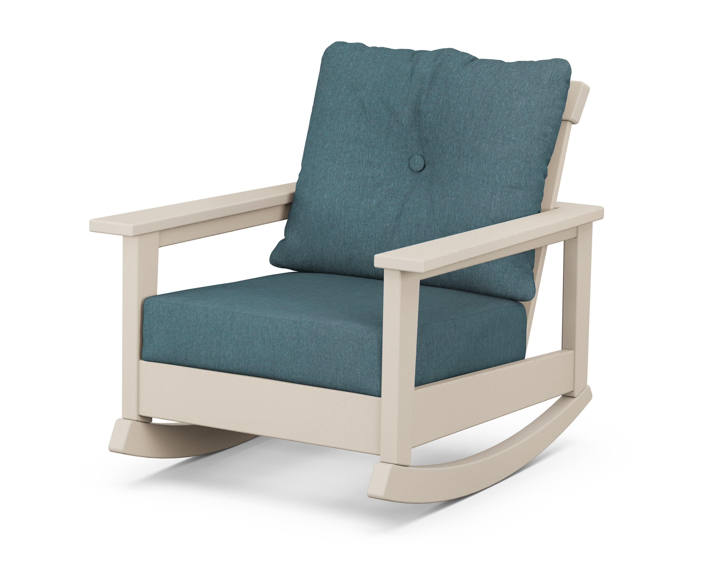 Prescott Deep Seating Rocking Chair in Sand / Ocean Teal