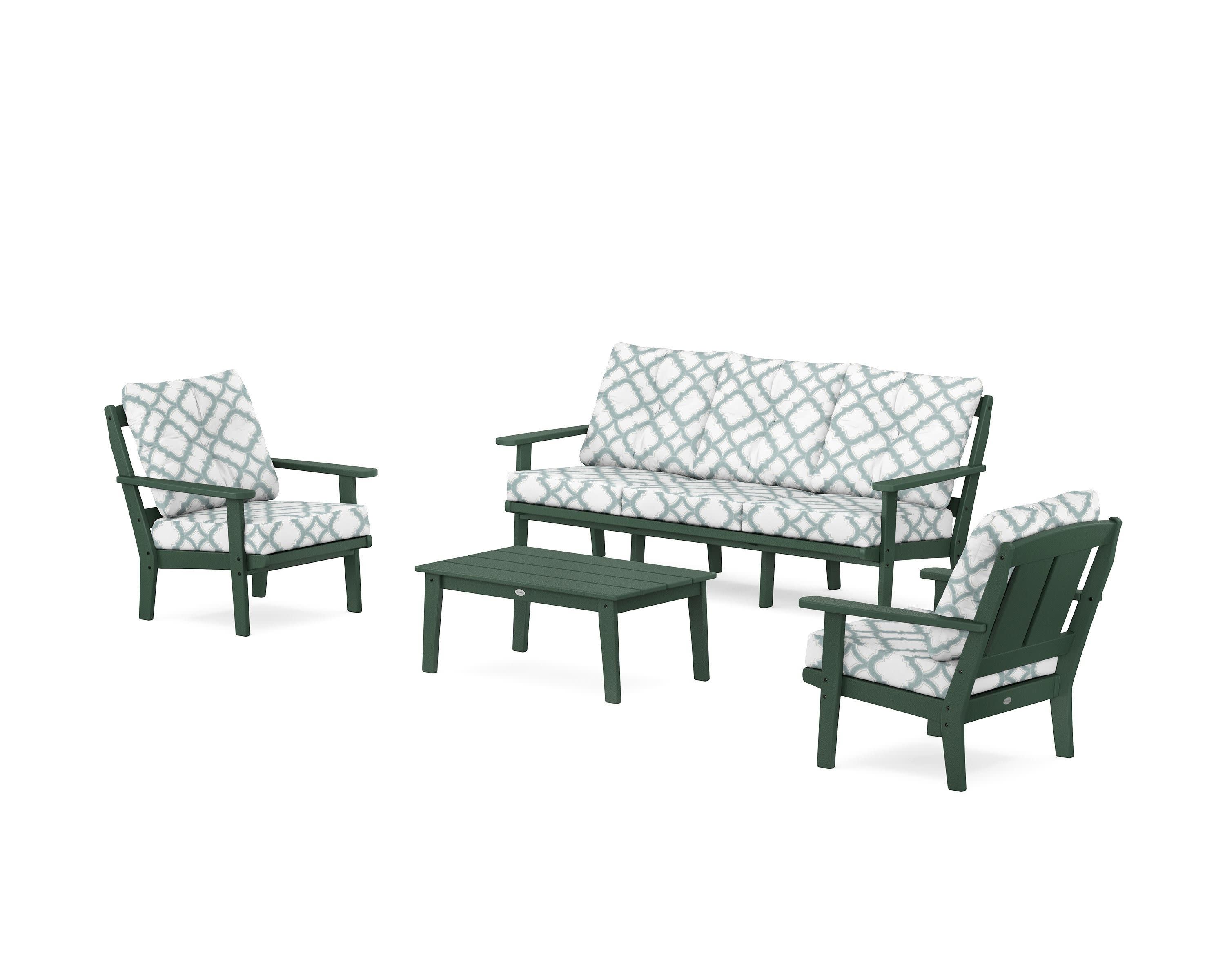 Mission 4-Piece Deep Seating Set with Sofa in Green / Trellis Glacier Spa