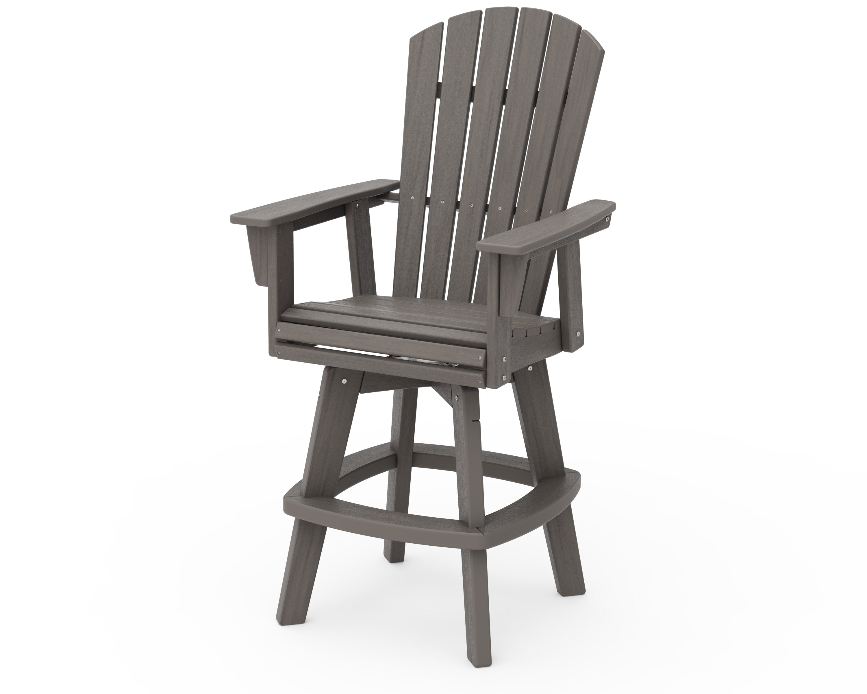 Nautical Curveback Adirondack Swivel Bar Chair in Driftwood