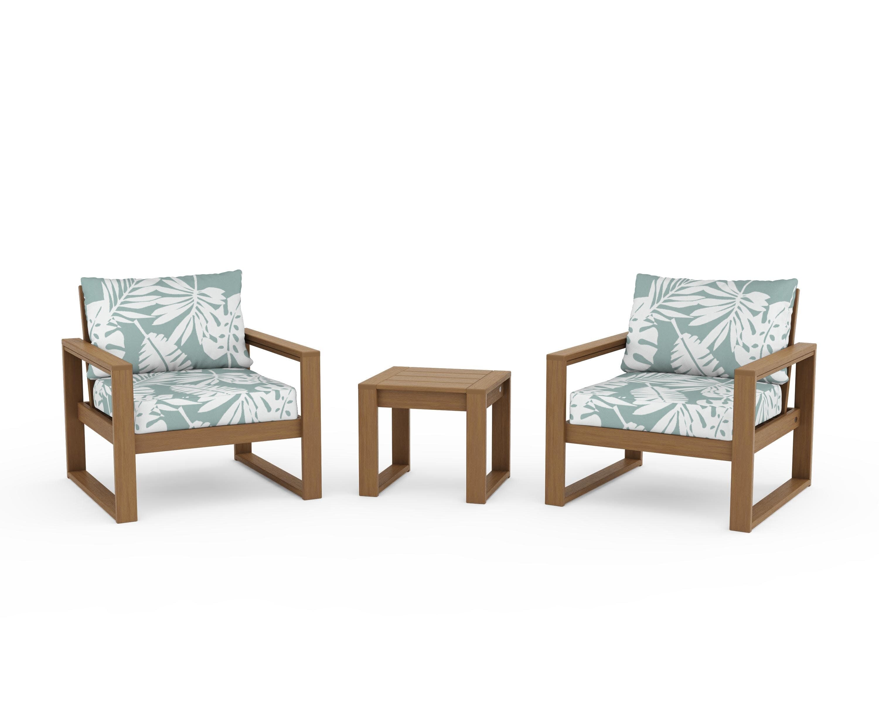 EDGE Sectional 3-Piece Deep Seating Set in Natural / Leaf Glacier Spa