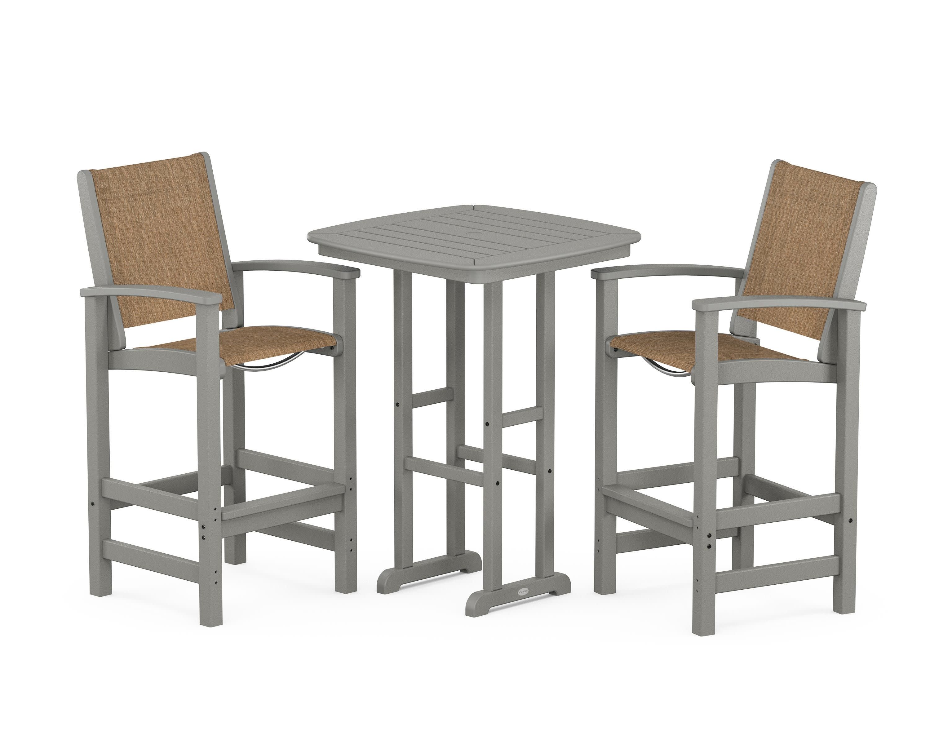 Coastal 3-Piece Bar Set in Slate Grey / Burlap Sling