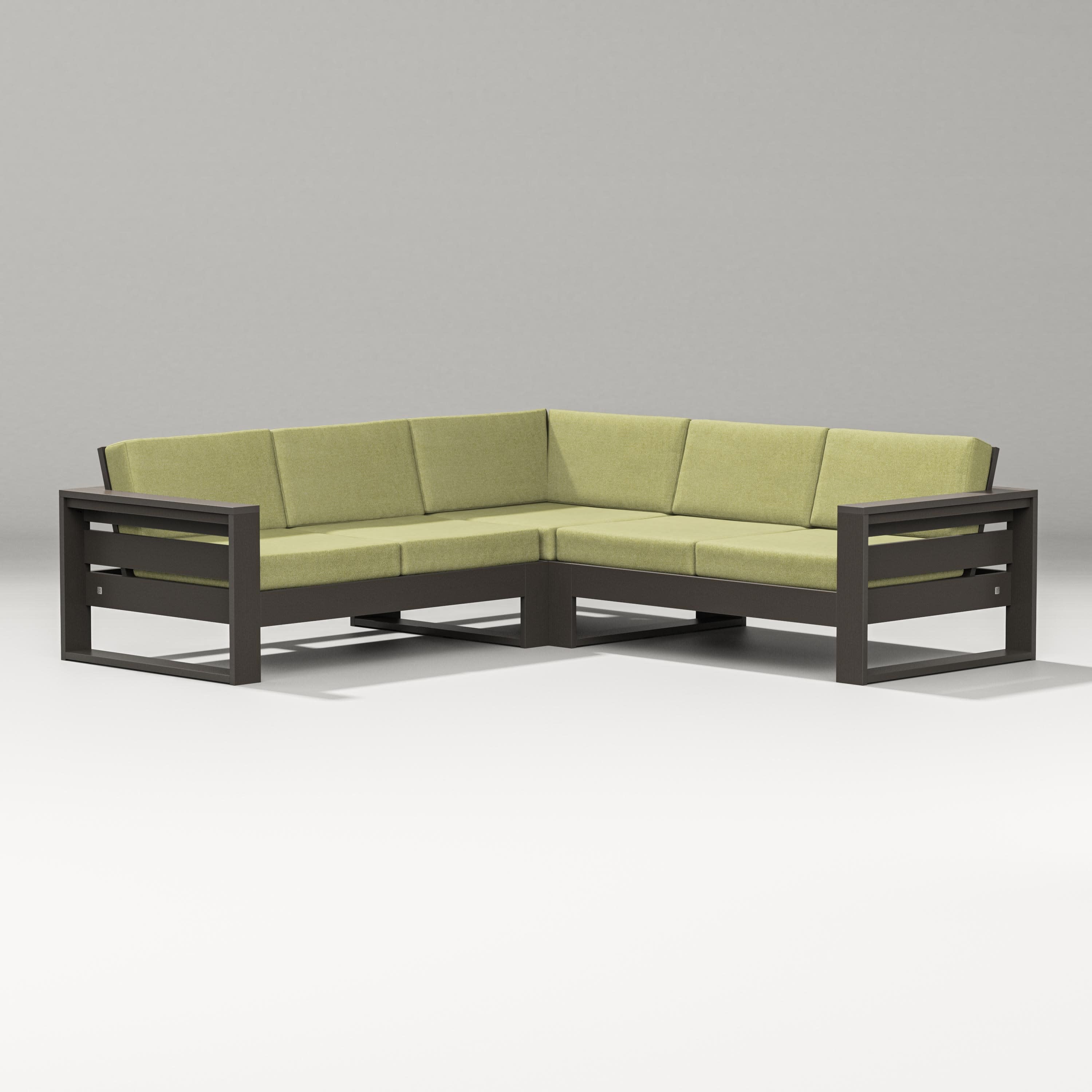 Latitude Corner Sectional in Vintage Coffee / Chartreuse Boucle