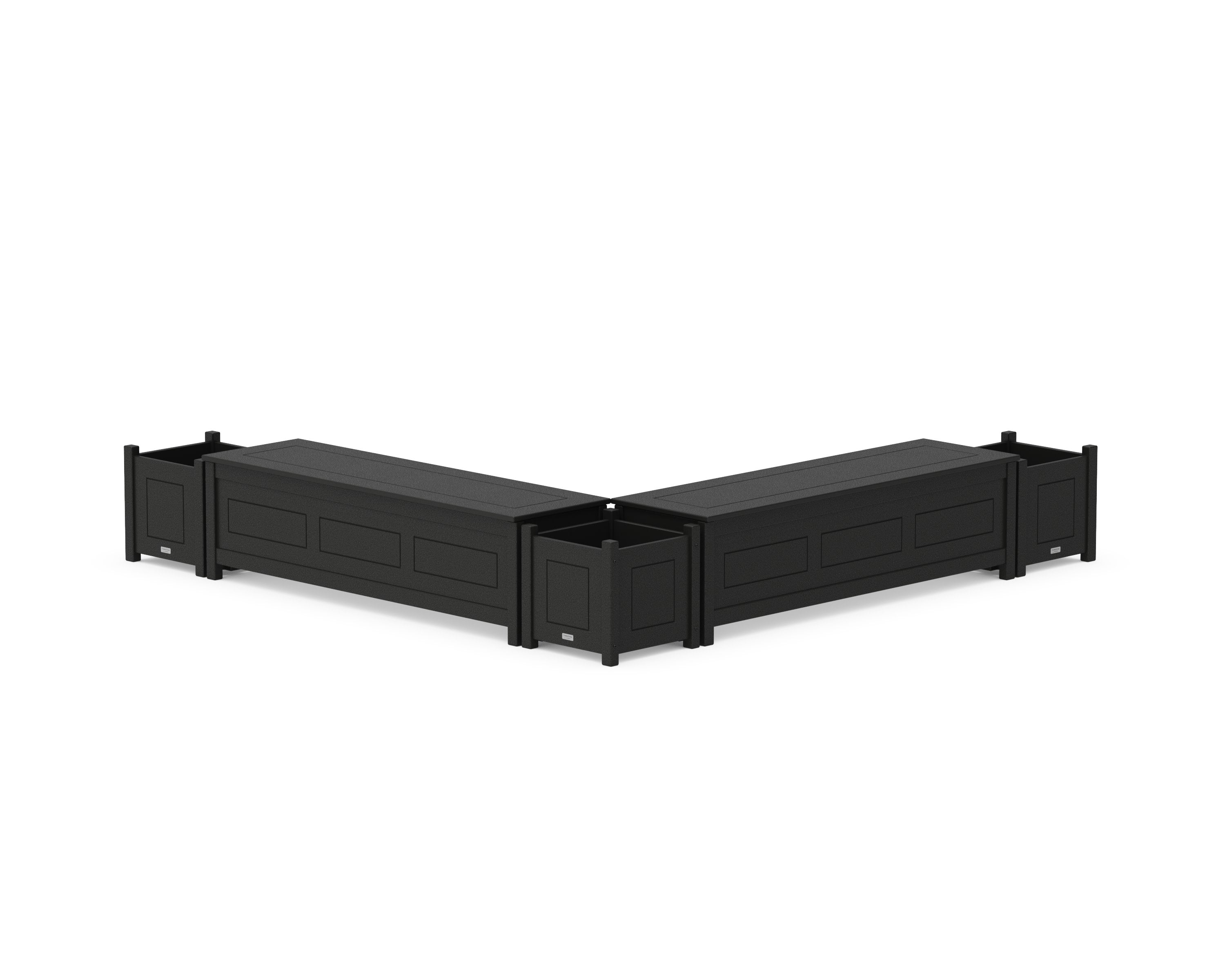 60" Country Living L- Shaped Planter Storage Bench Corner Set in Black