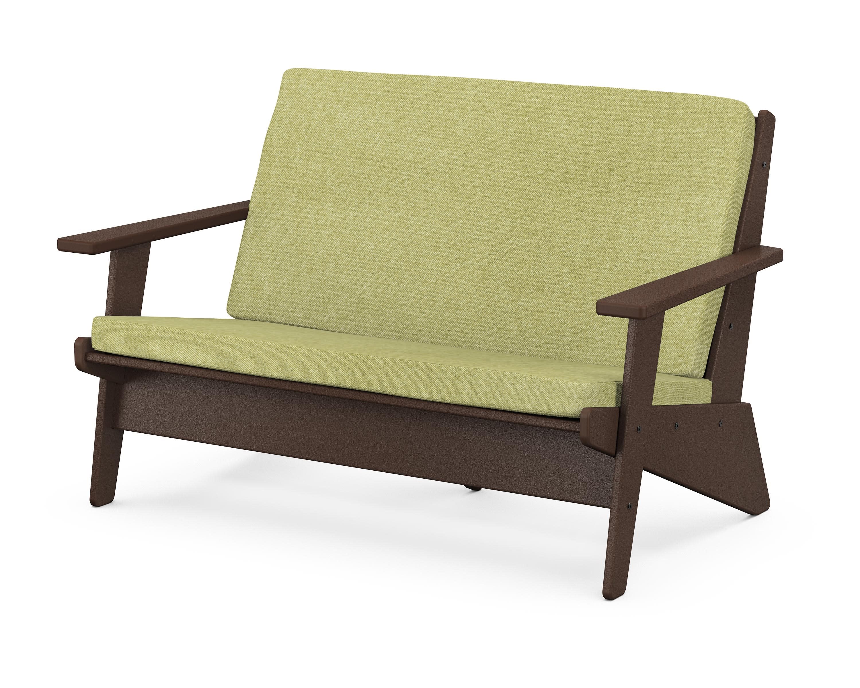 Riviera Modern Lounge Loveseat in Mahogany / Chartreuse Boucle
