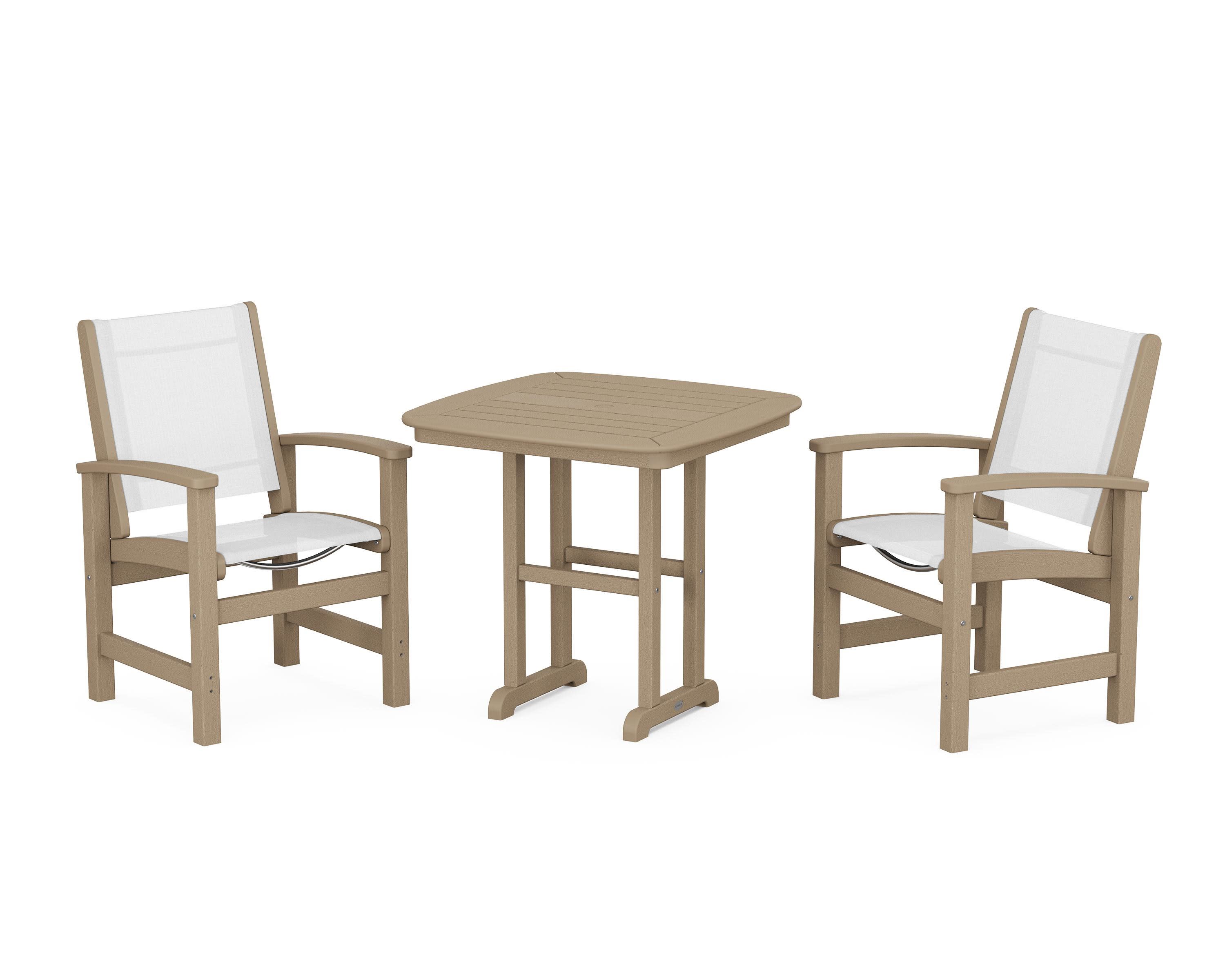 Coastal 3-Piece Dining Set in Vintage Sahara / White Sling