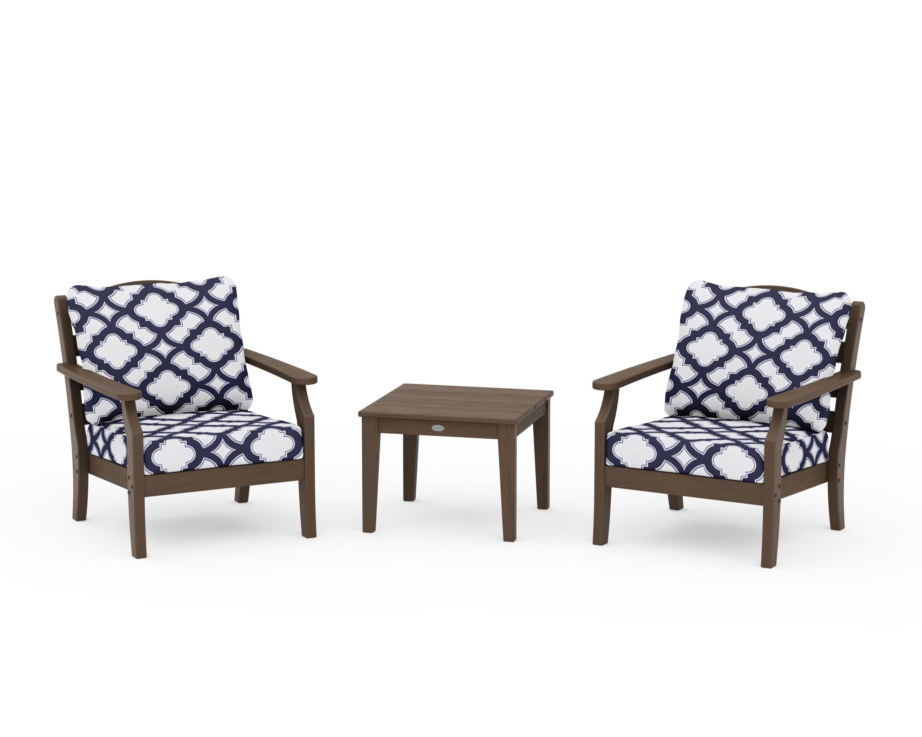 Savannah 3-Piece Deep Seating Set in Kona / Trellis Navy