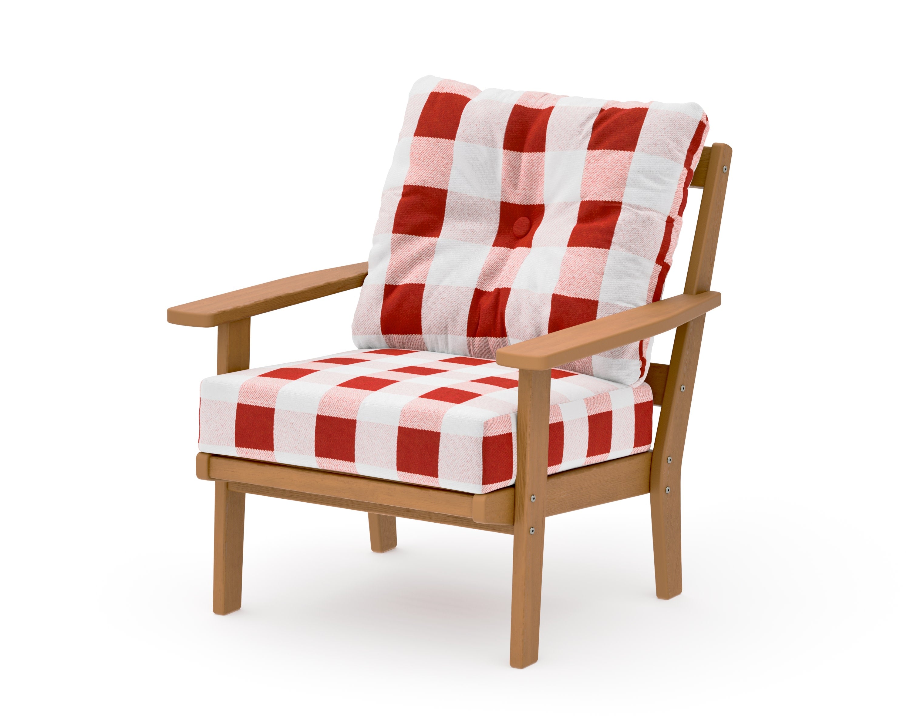 Prairie Deep Seating Chair in Natural / Buffalo Plaid Crimson