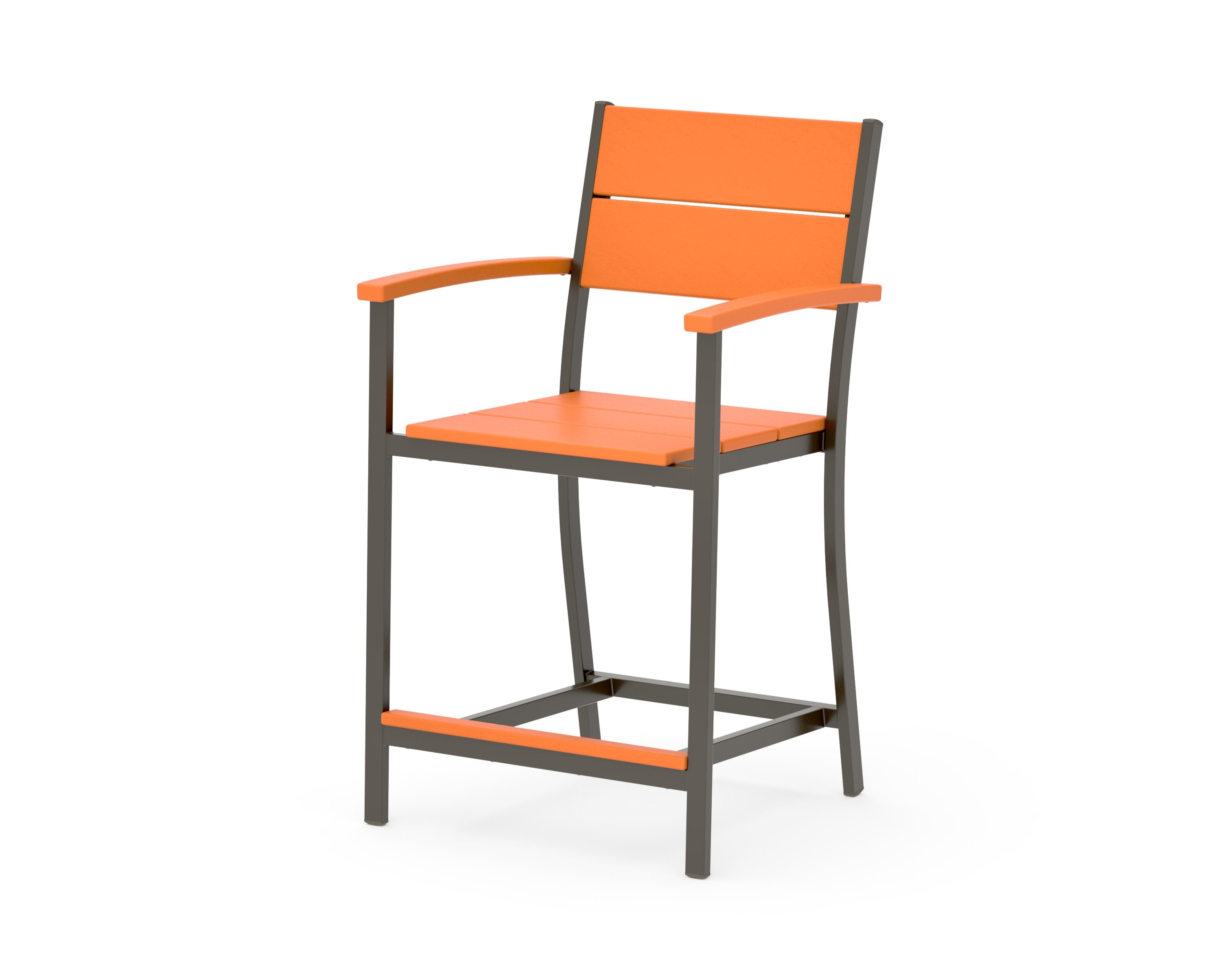 Main Street Counter Arm Chair in Bronze / Tangerine