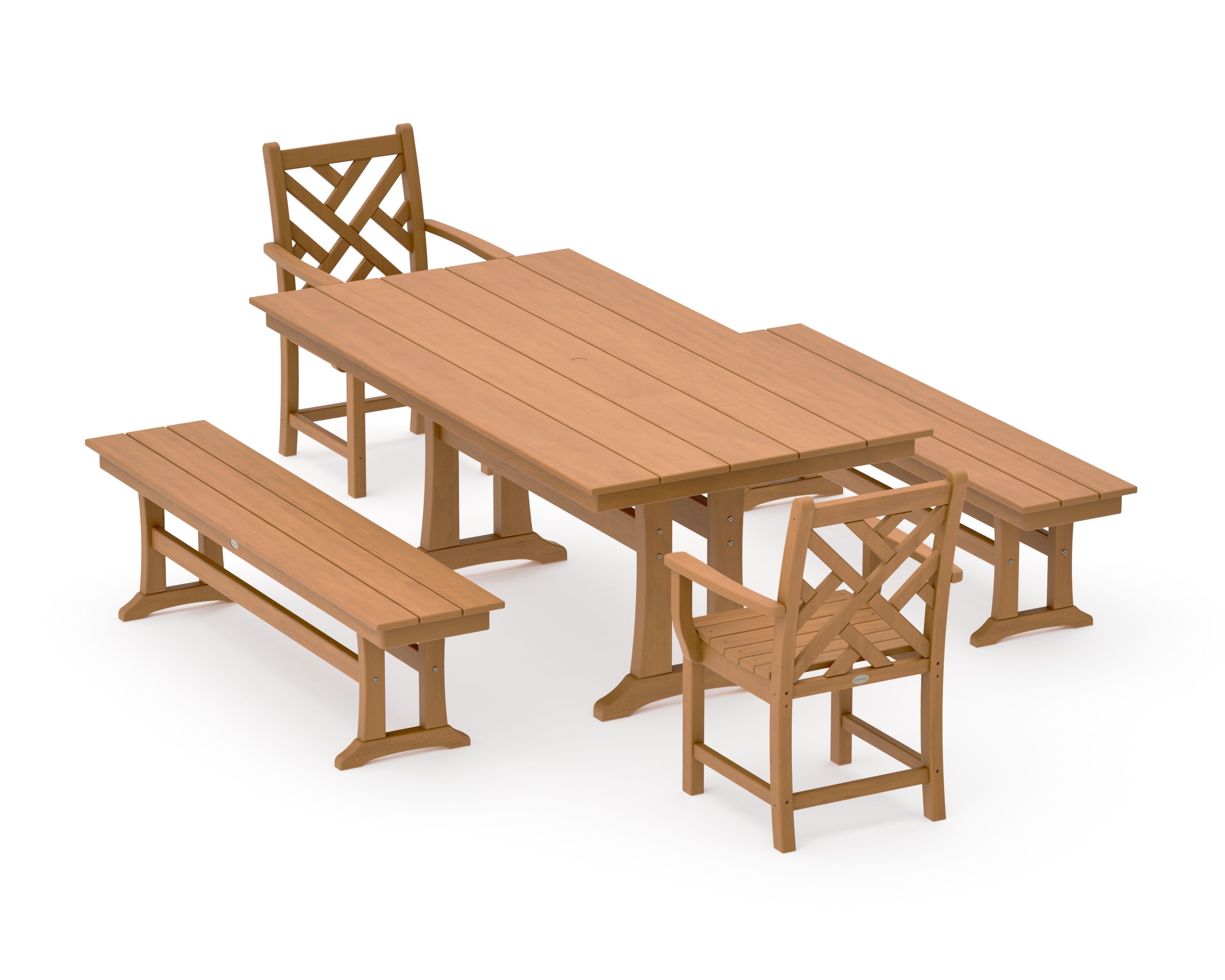 Chippendale 5-Piece Farmhouse Dining Set With Trestle Legs in Natural