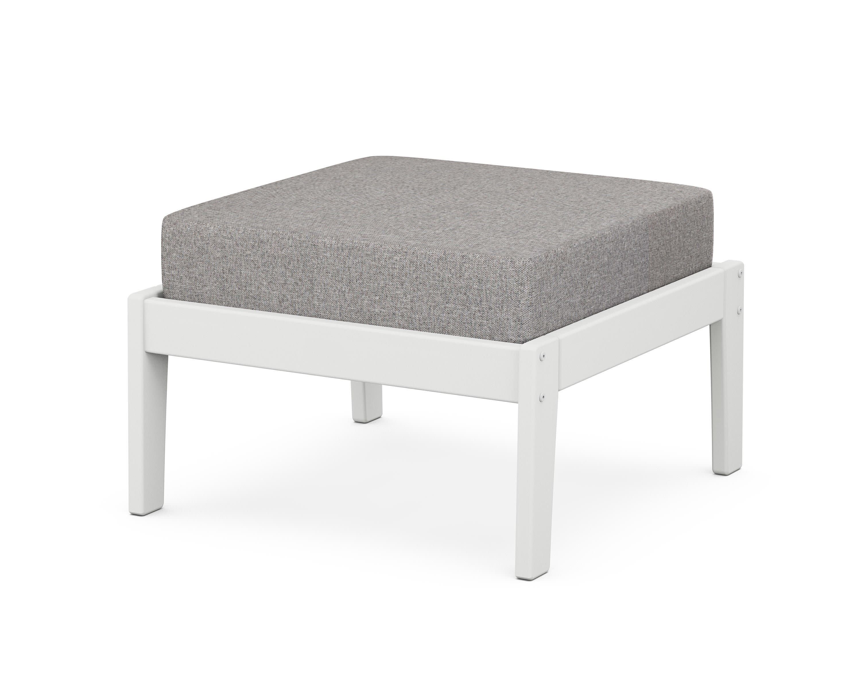 Deep Seating Ottoman in White / Grey Mist