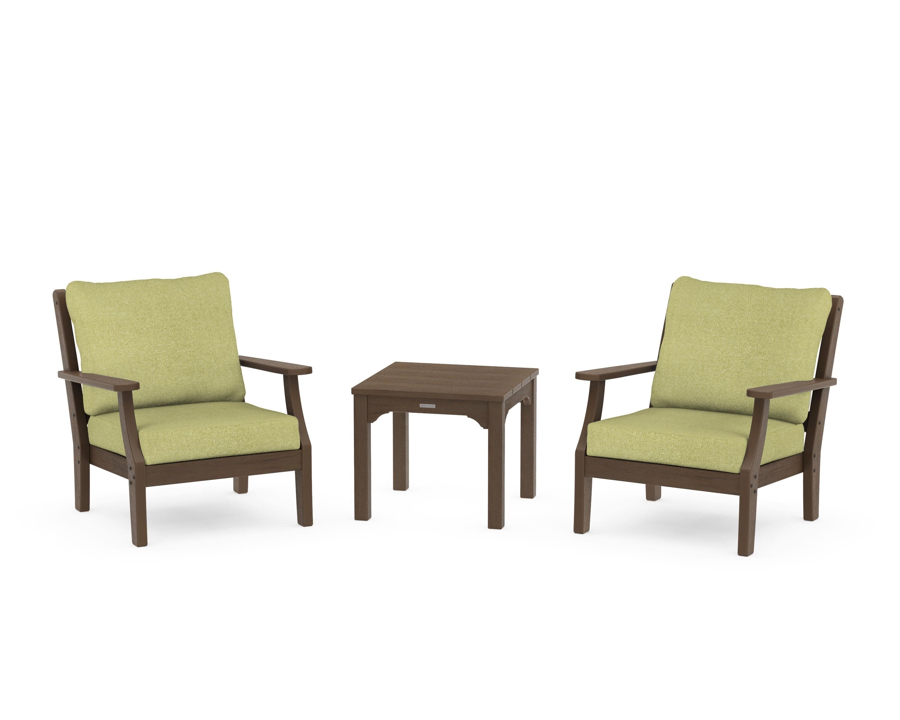 Chinoiserie 3-Piece Deep Seating Set in Kona / Chartreuse Boucle