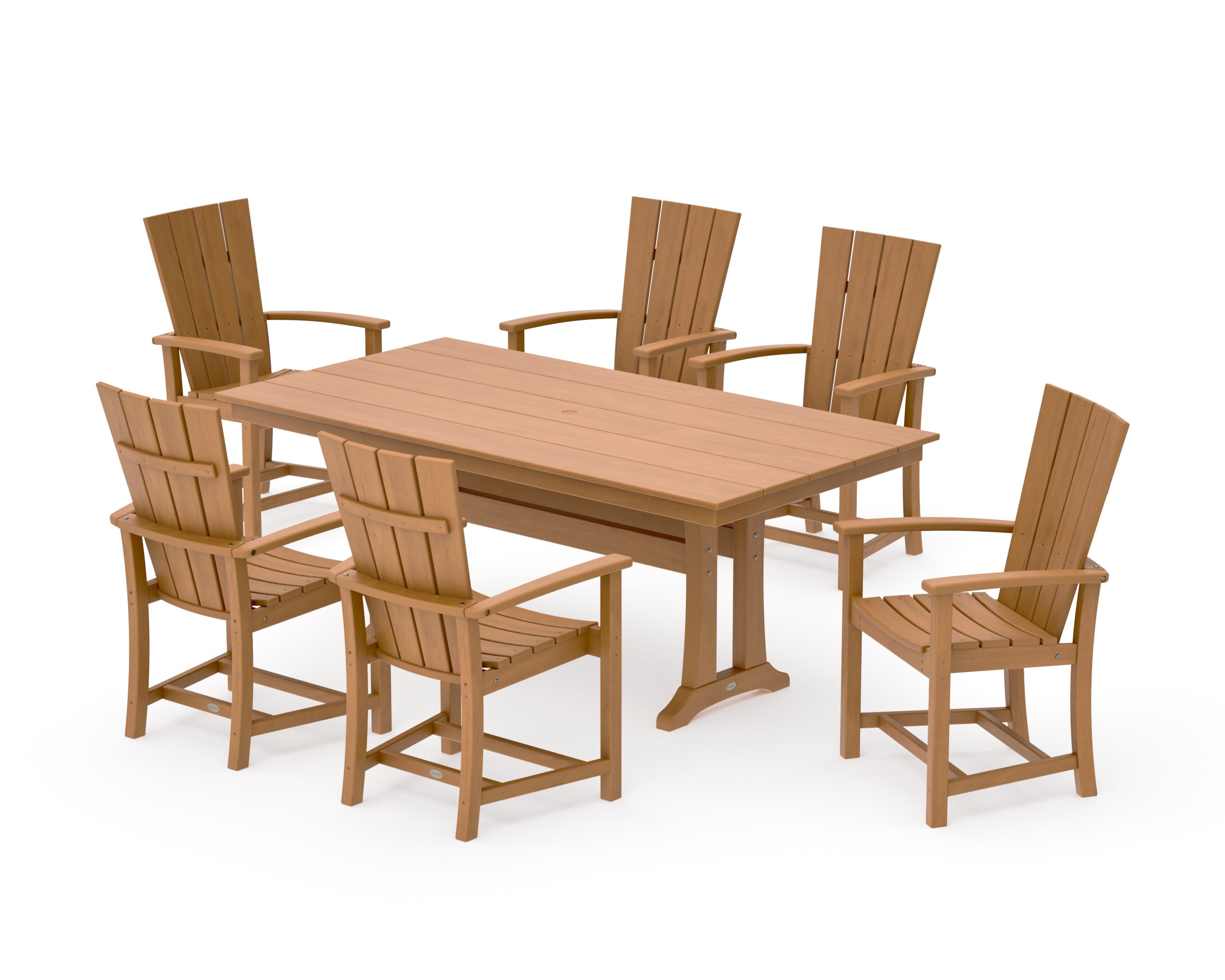 Quattro 7-Piece Farmhouse Dining Set with Trestle Legs in Natural