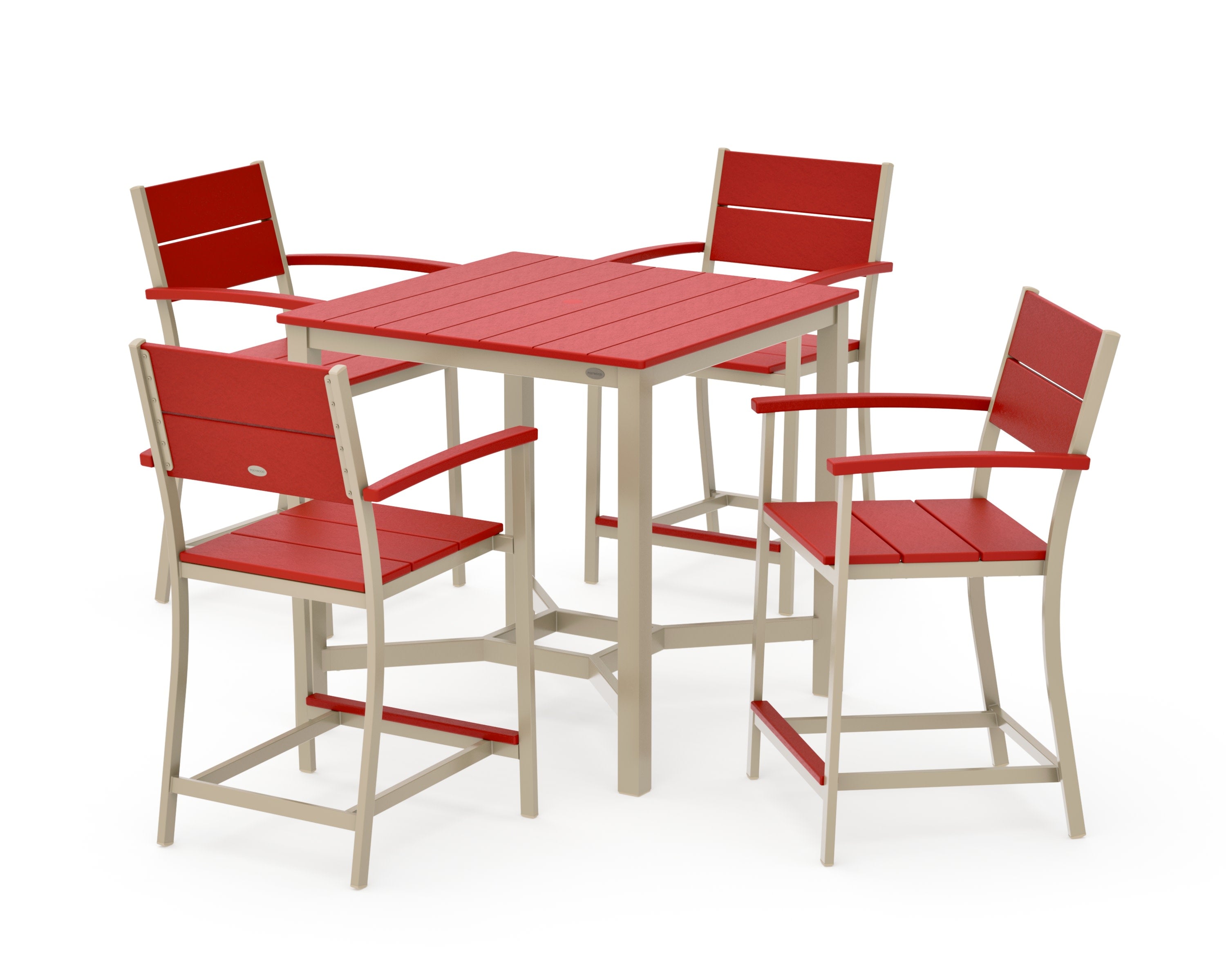 Main Street 5-Piece Counter Set in Sand / Sunset Red
