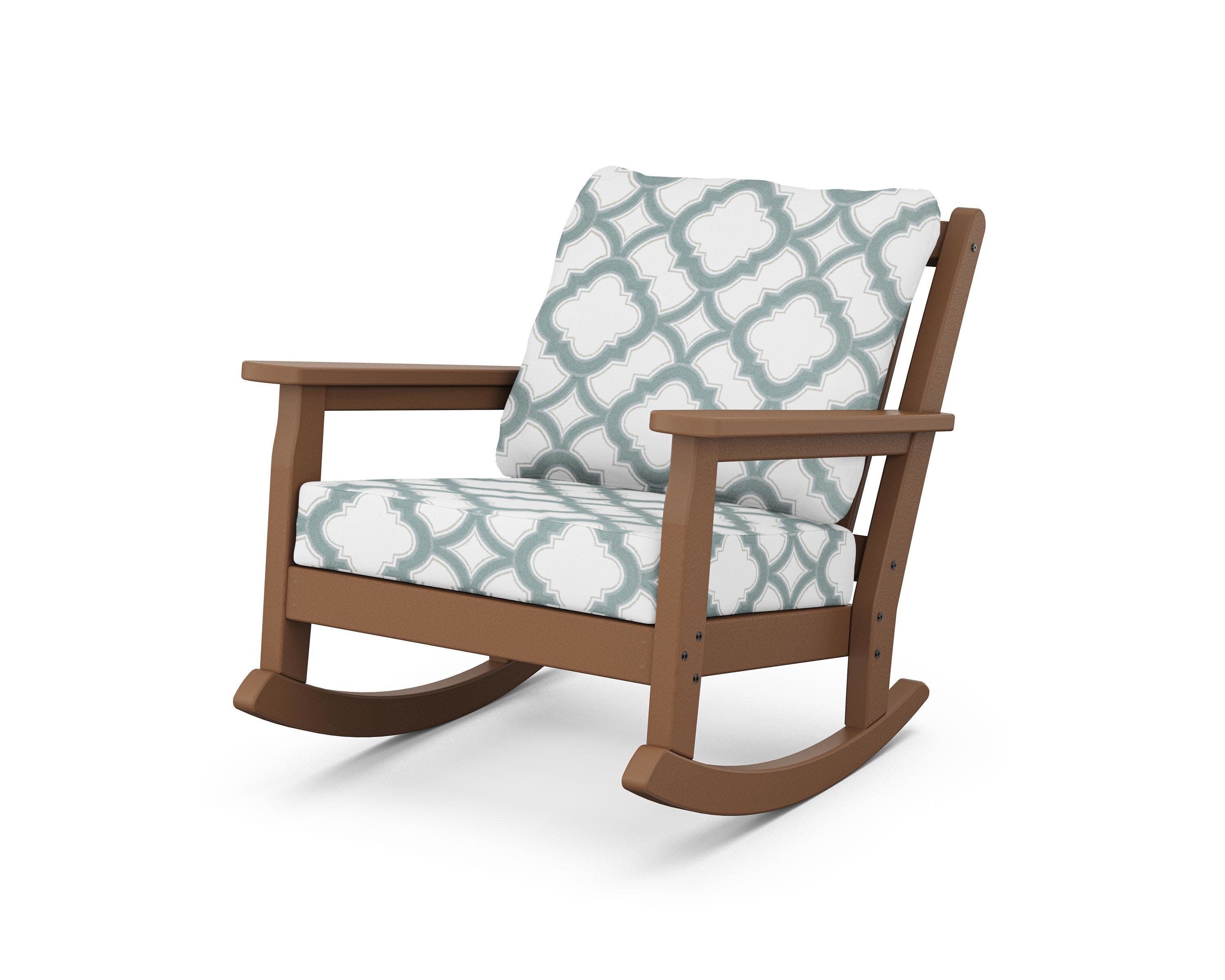 Chippendale Deep Seating Rocking Chair in Teak / Trellis Glacier Spa