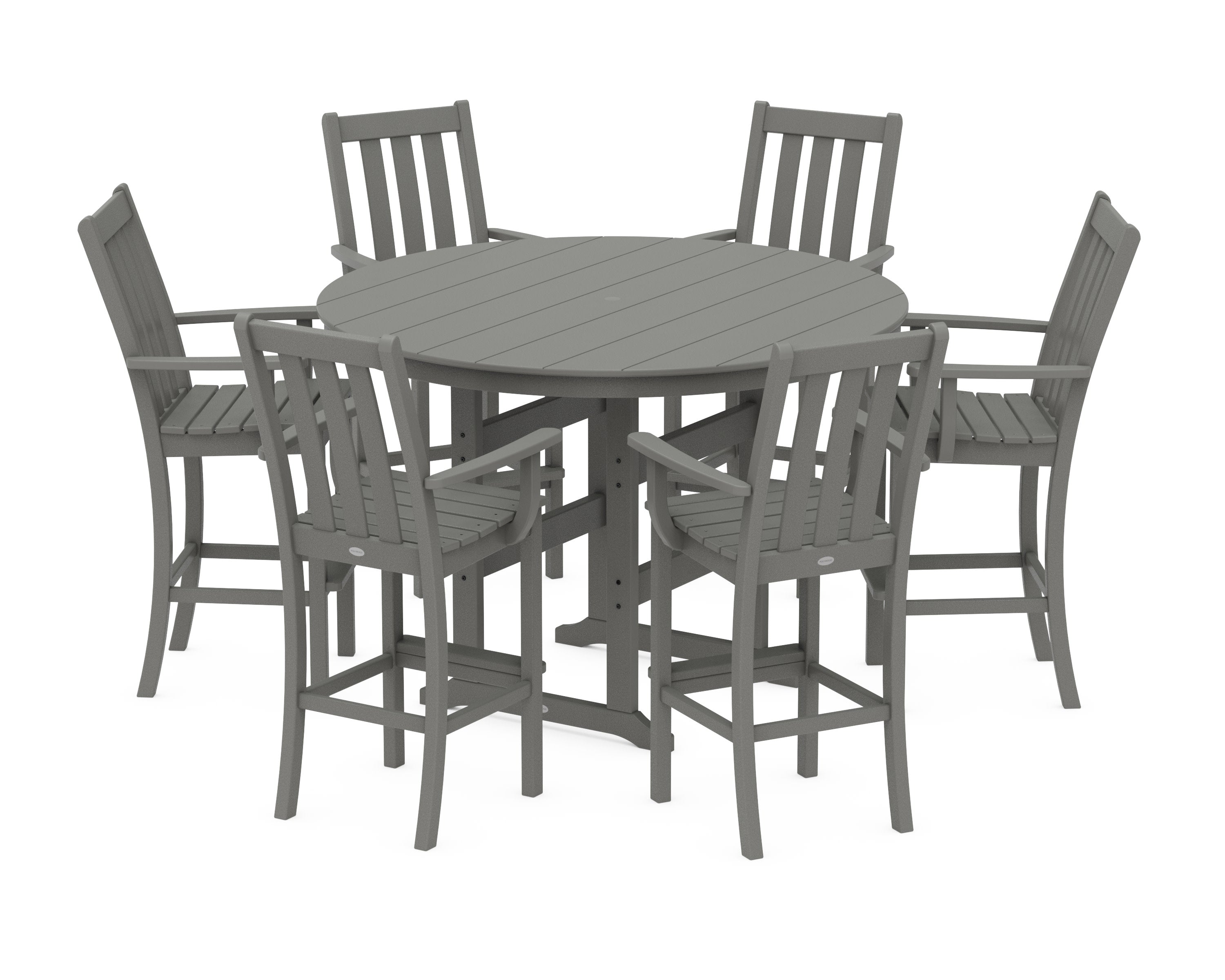 Vineyard 7-Piece Arm Chair Round Farmhouse Bar Set