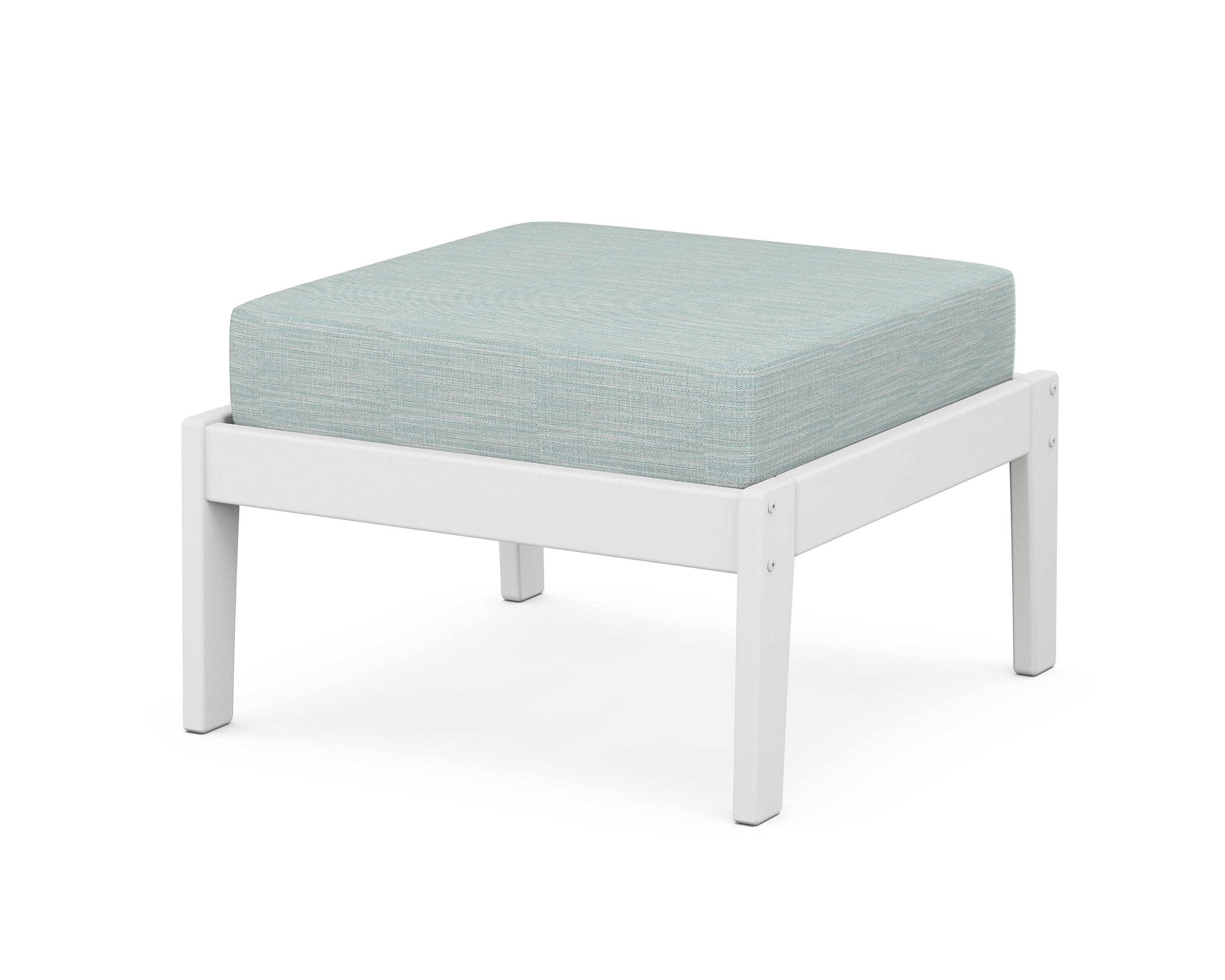 Deep Seating Ottoman in White / Soothe Mist