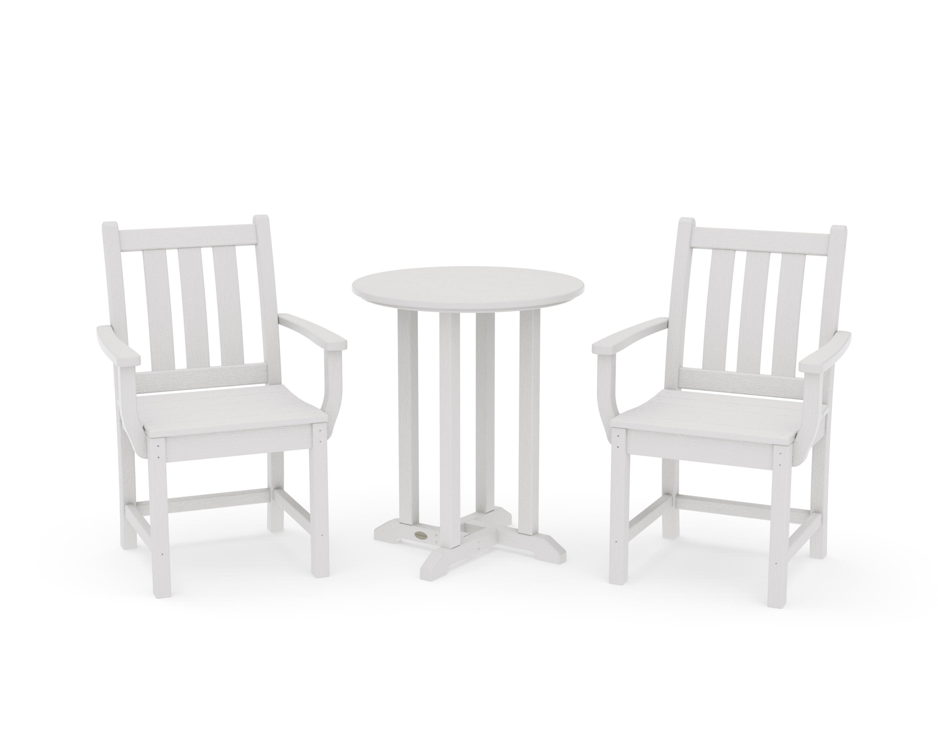 Traditional Garden 3-Piece Round Bistro Dining Set in Vintage White