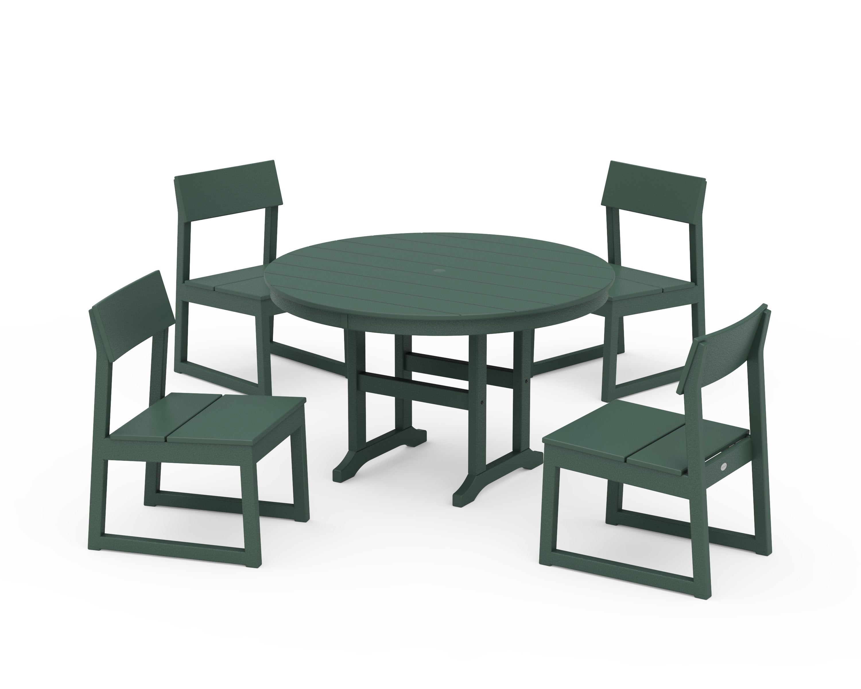 EDGE Side Chair 5-Piece Round Farmhouse Dining Set in Green