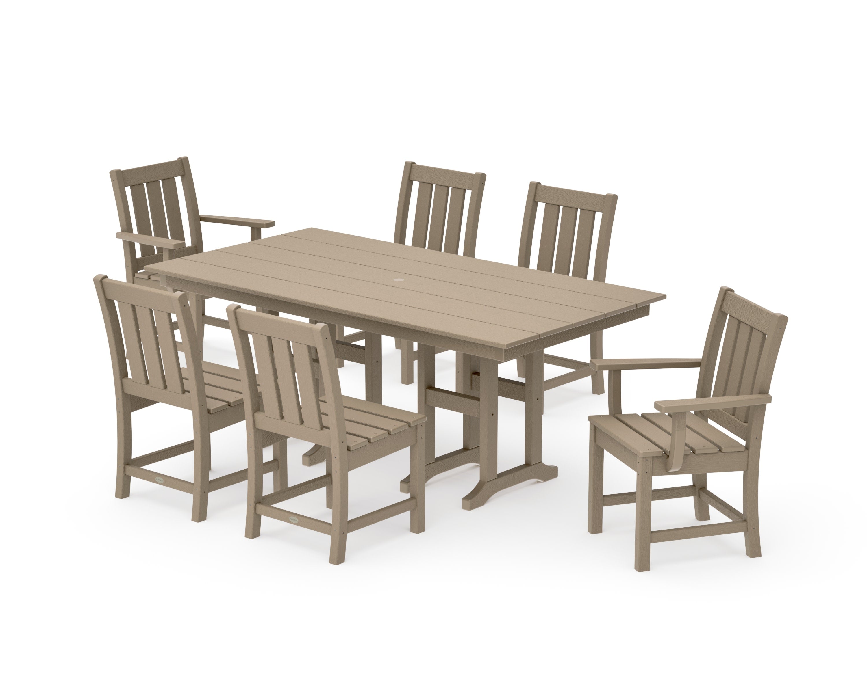 Oxford 7-Piece Farmhouse Dining Set in Vintage Sahara