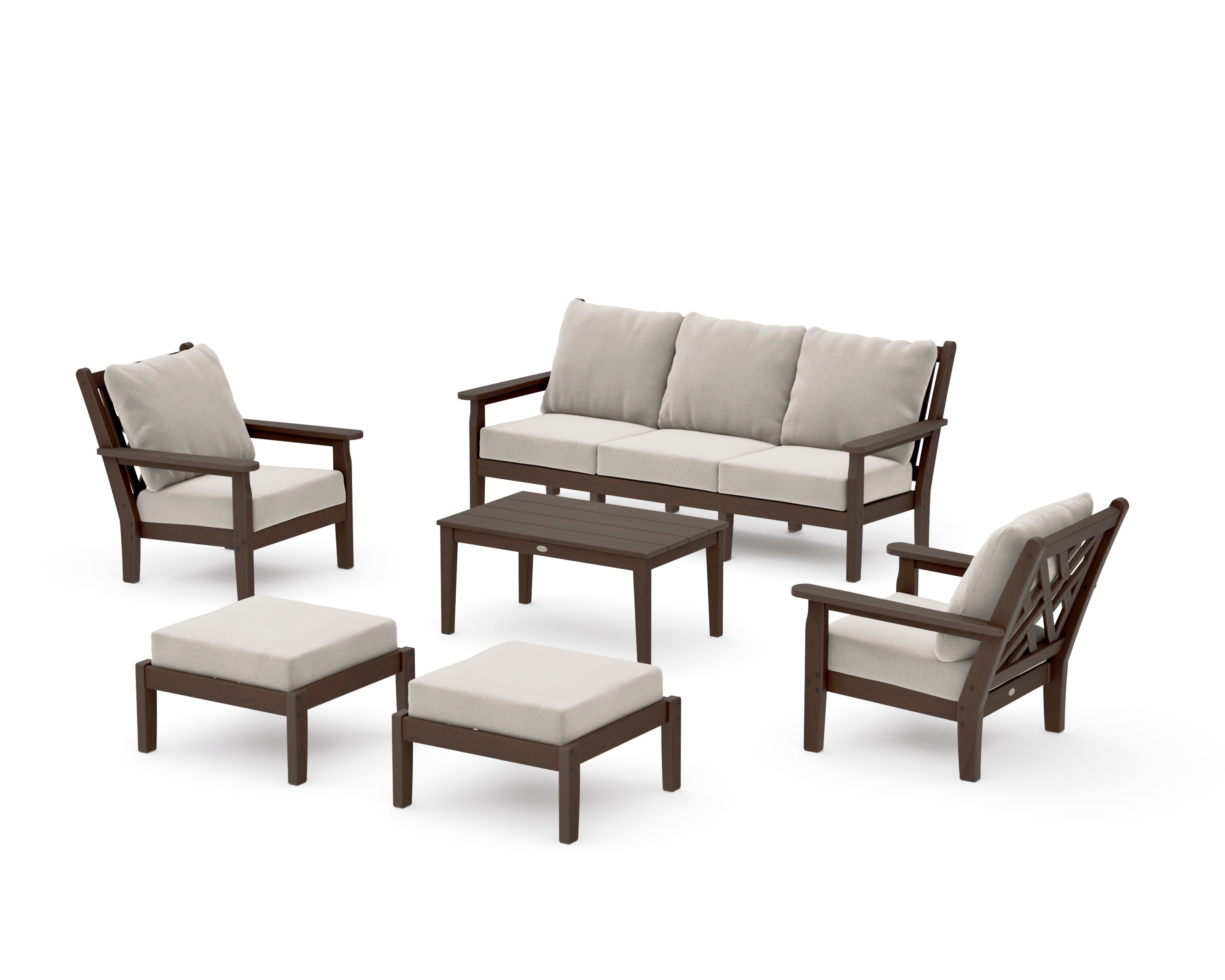 Chippendale 6-Piece Lounge Sofa Set in Kona / Dune Burlap