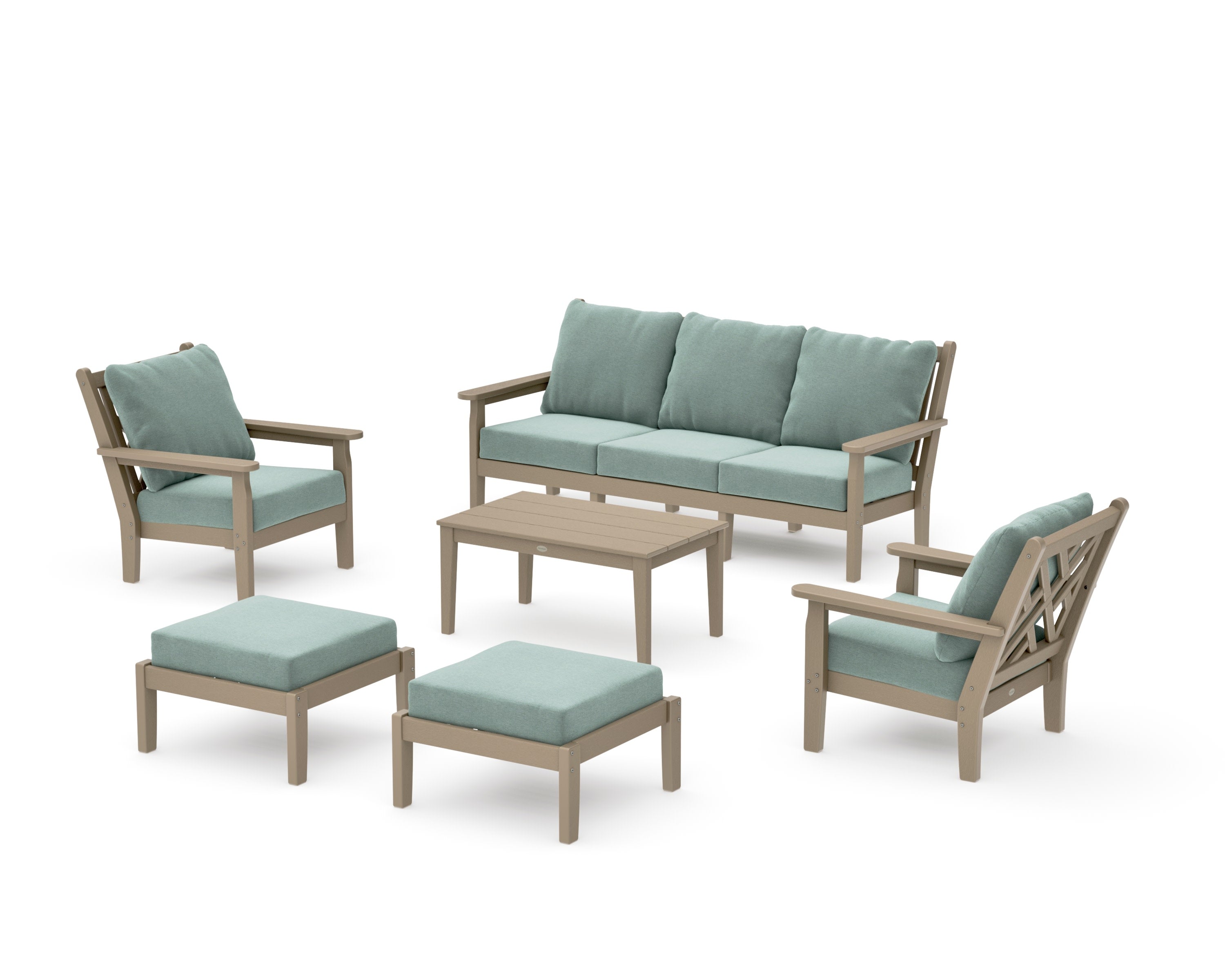 Chippendale 6-Piece Lounge Sofa Set in Vintage Sahara / Glacier Spa