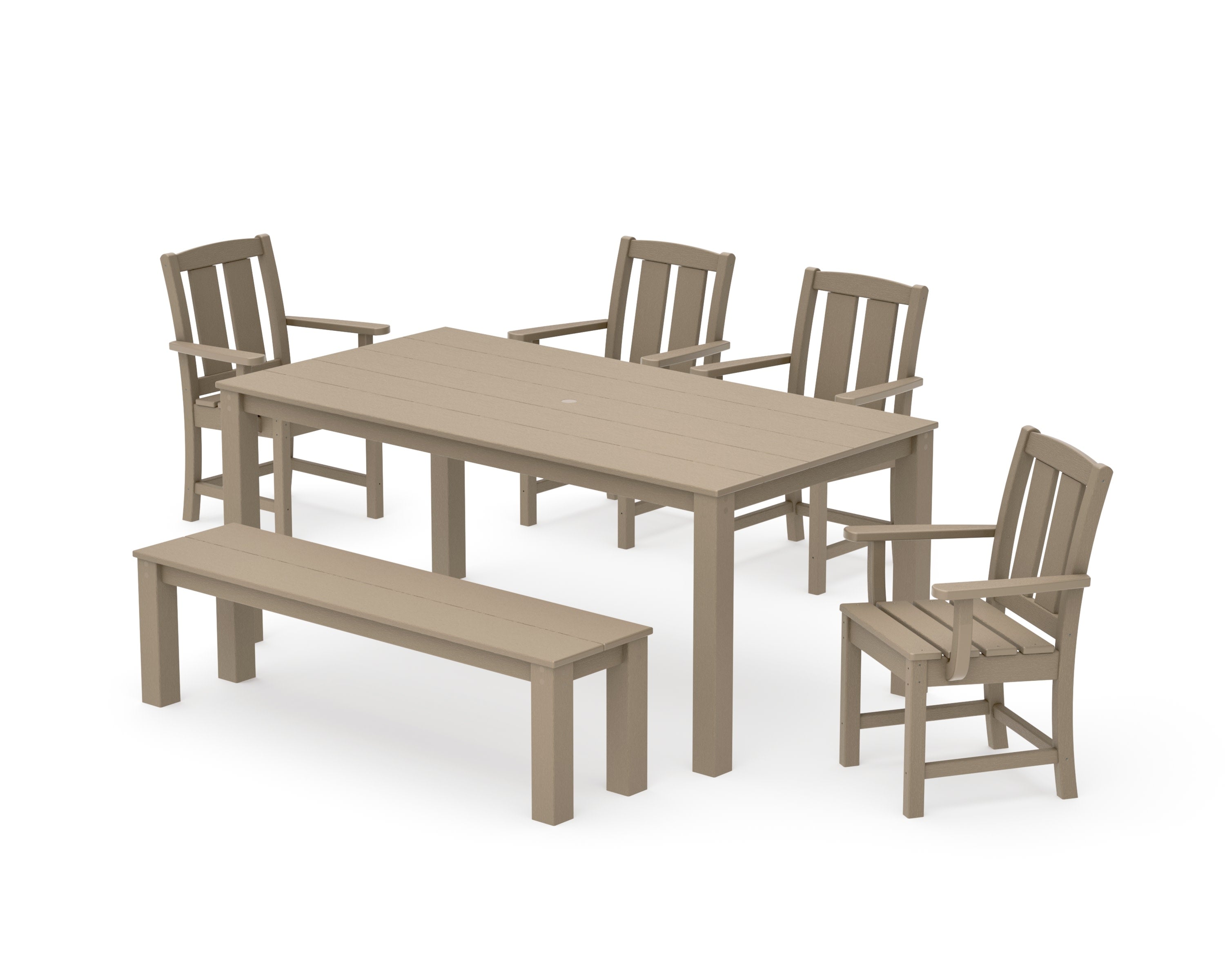 Mission 6-Piece Parsons Dining Set with Bench in Vintage Sahara