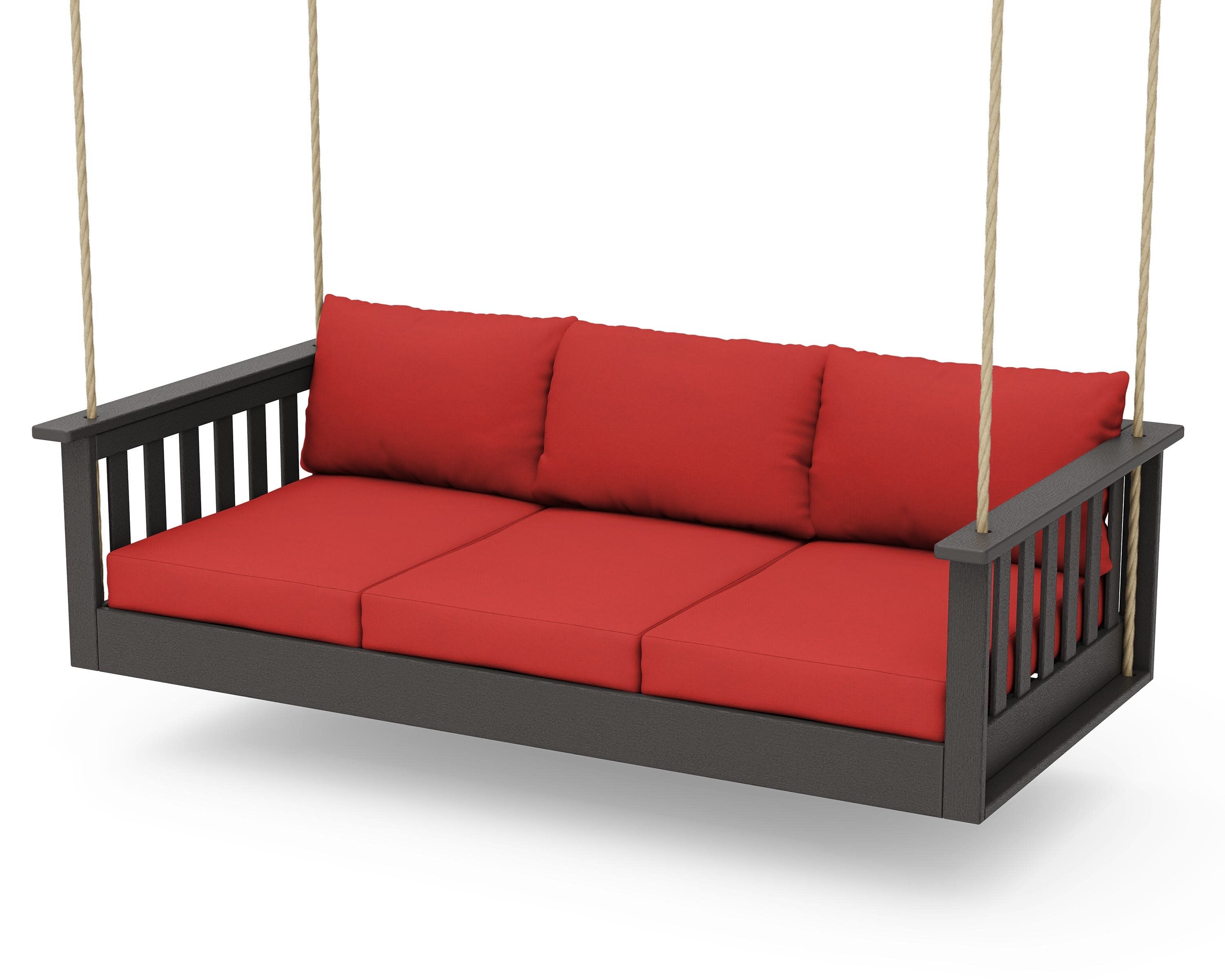Vineyard Daybed Swing in Vintage Coffee / Crimson Linen