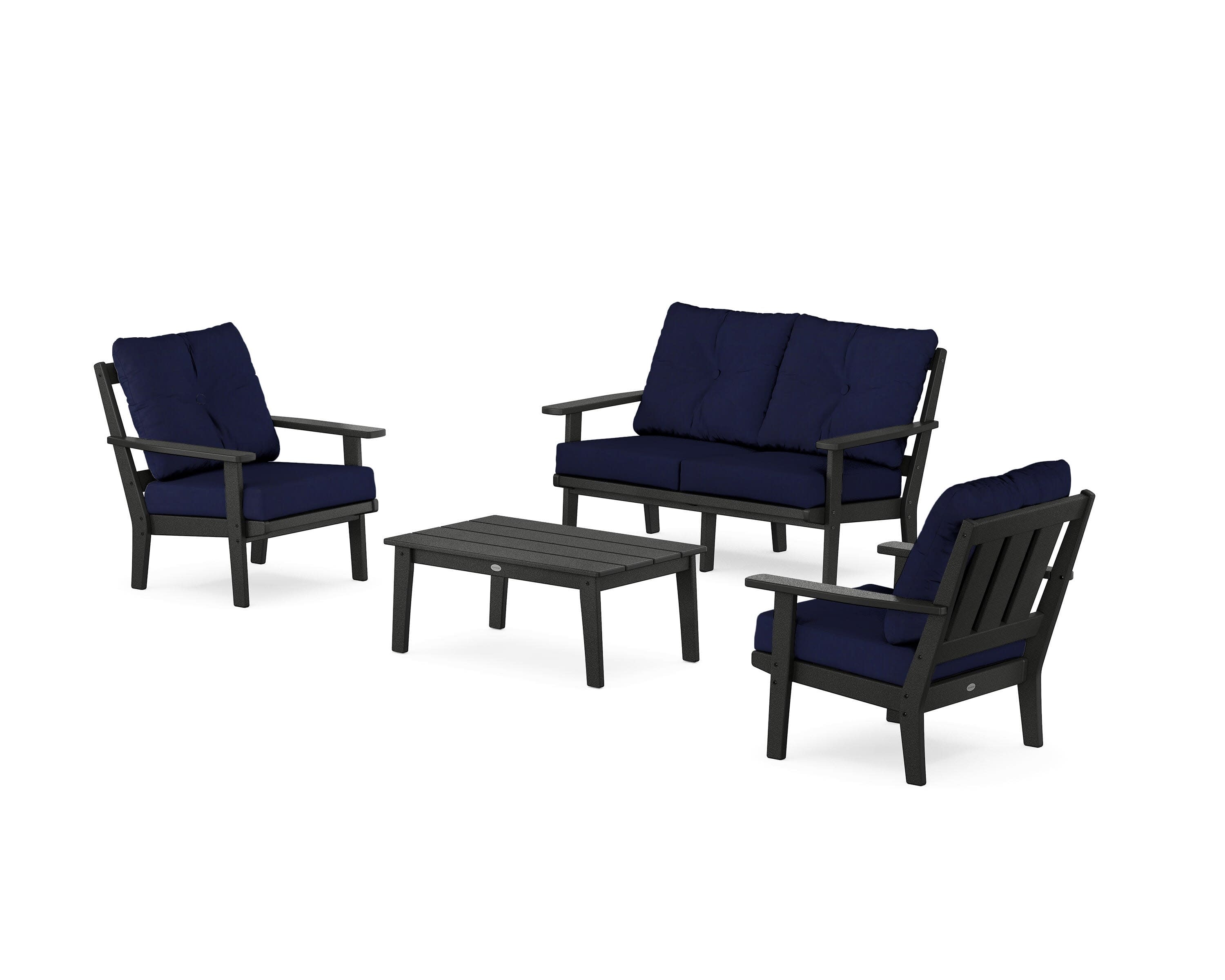 Oxford 4-Piece Deep Seating Set with Loveseat in Black / Navy