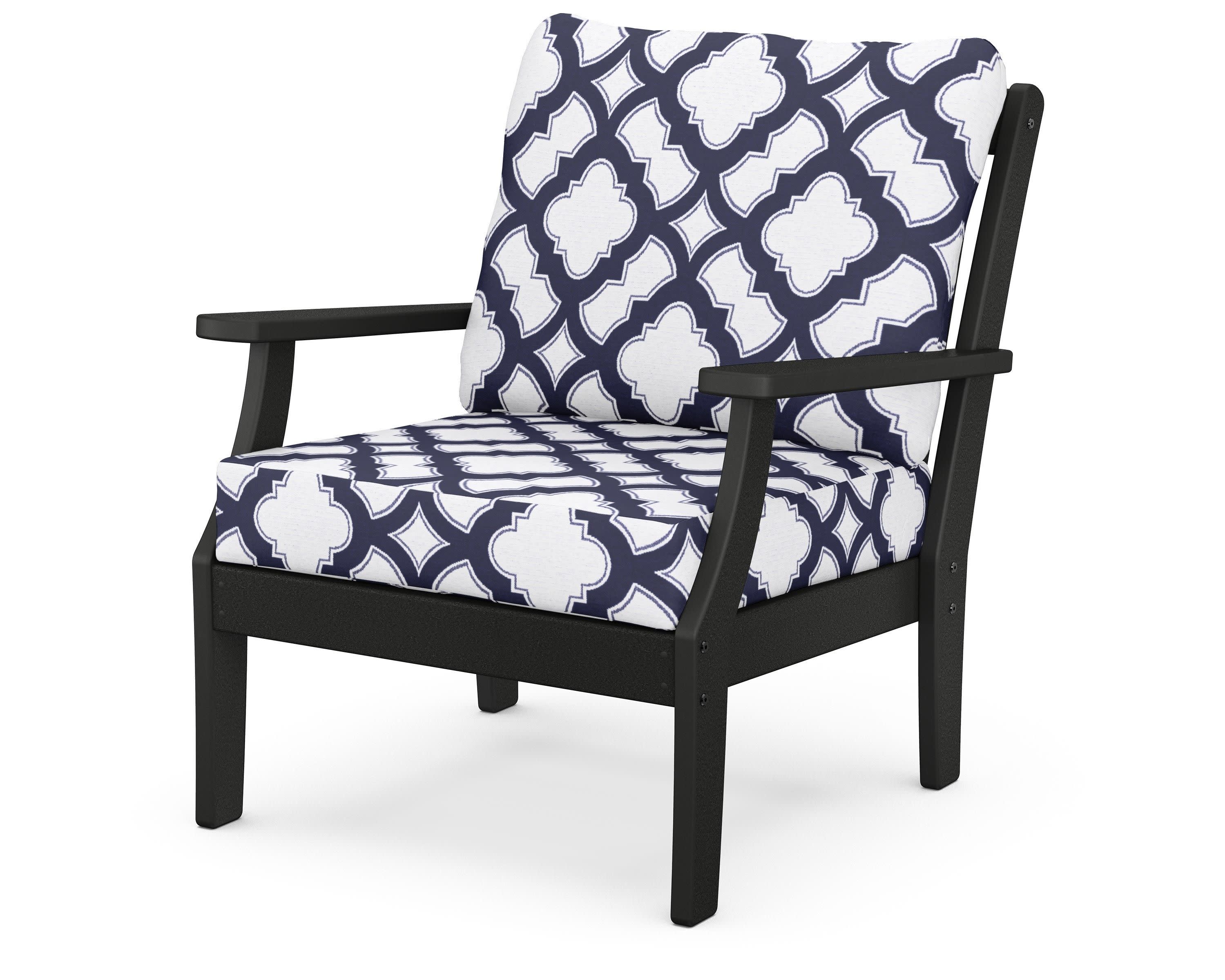 Braxton Deep Seating Chair in Black / Trellis Navy
