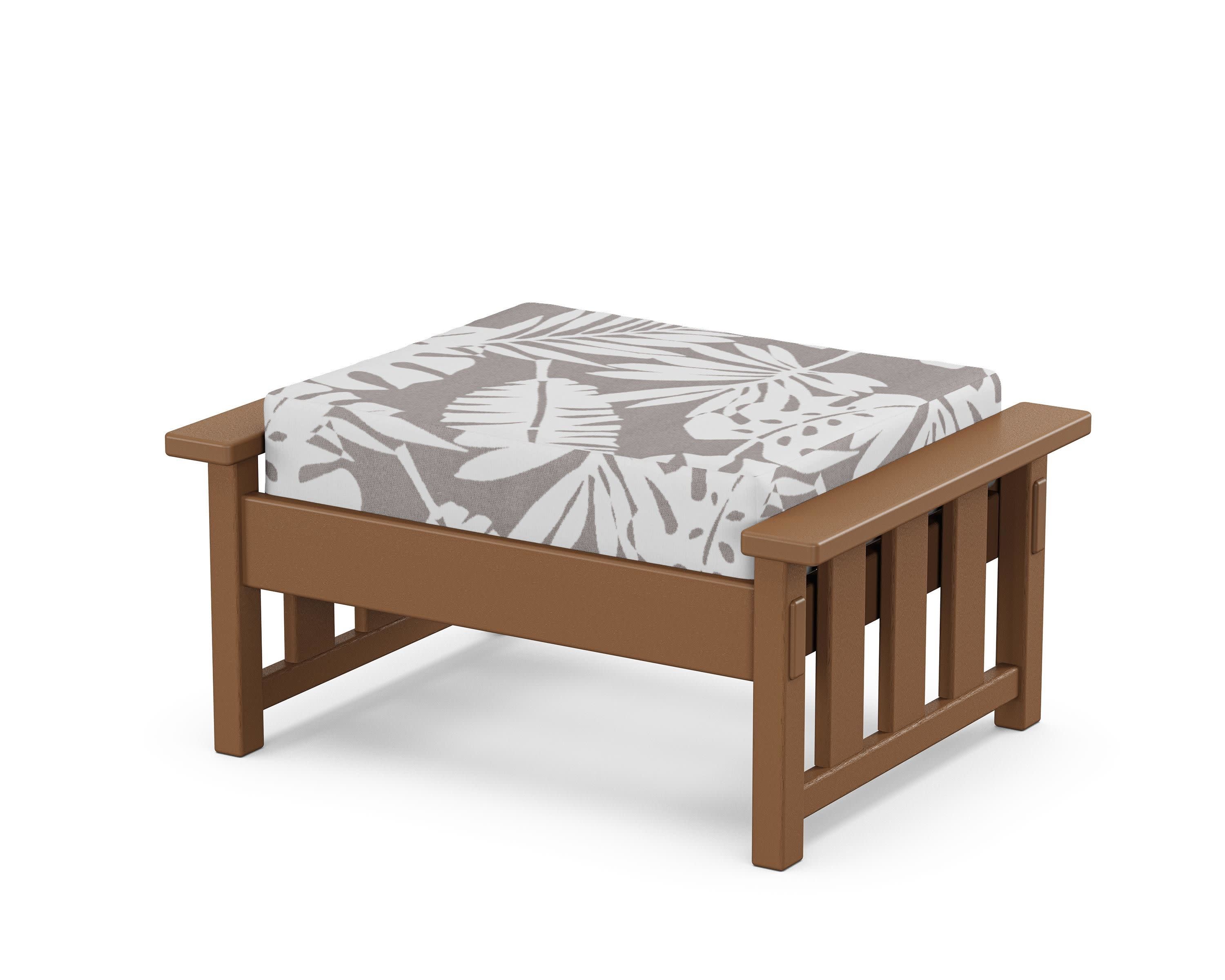 Acadia Deep Seating Ottoman in Teak / Leaf Grey Mist