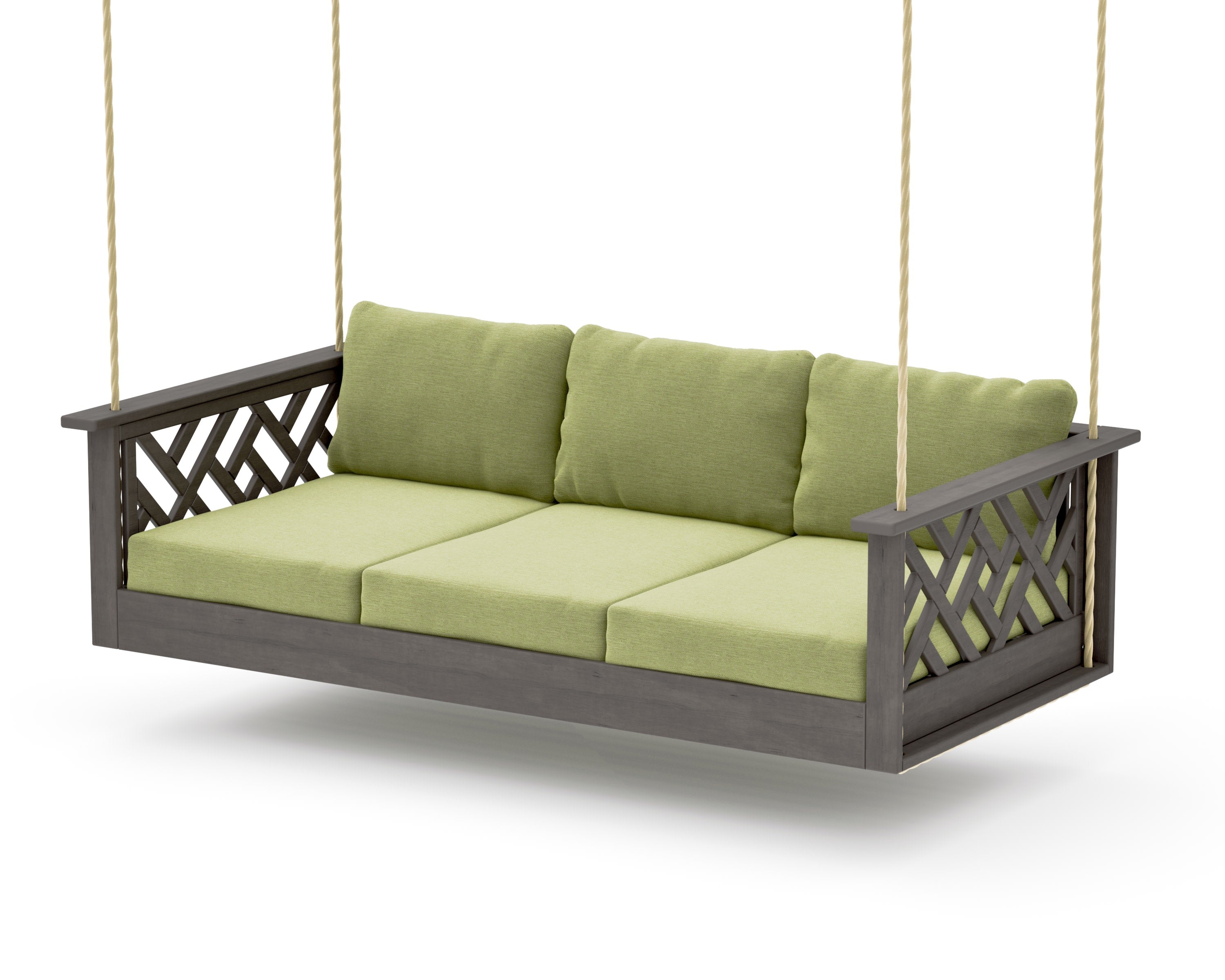 Chippendale Daybed Swing in Driftwood / Chartreuse Boucle