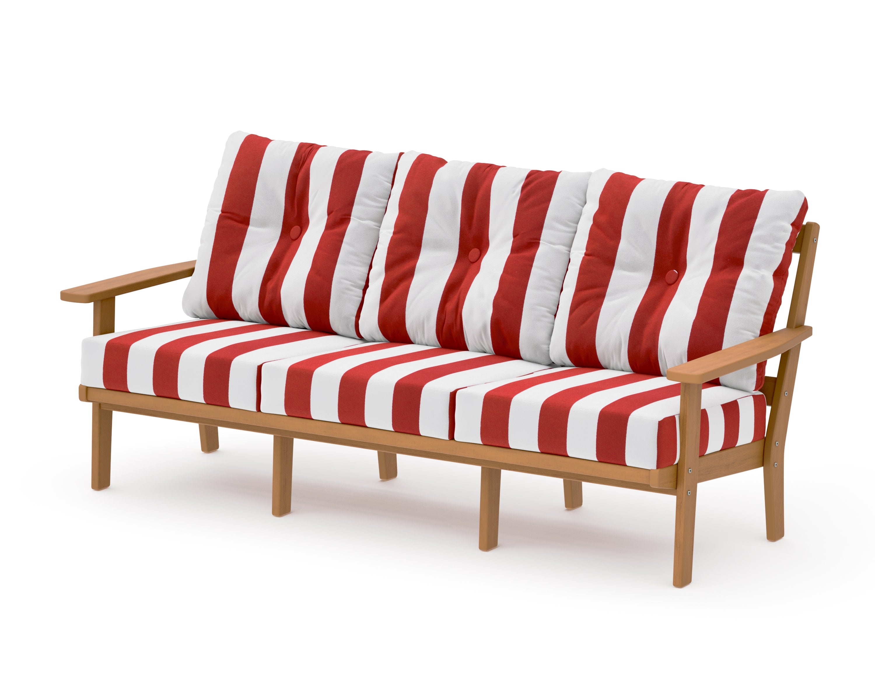 PrairieDeep Seating Sofa in Natural / Cabana Stripe Crimson