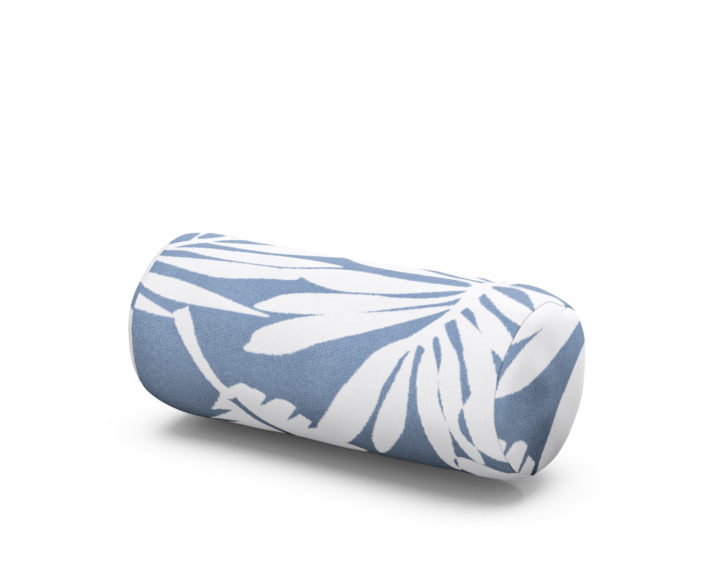 Outdoor Bolster Pillow in Leaf Sky Blue