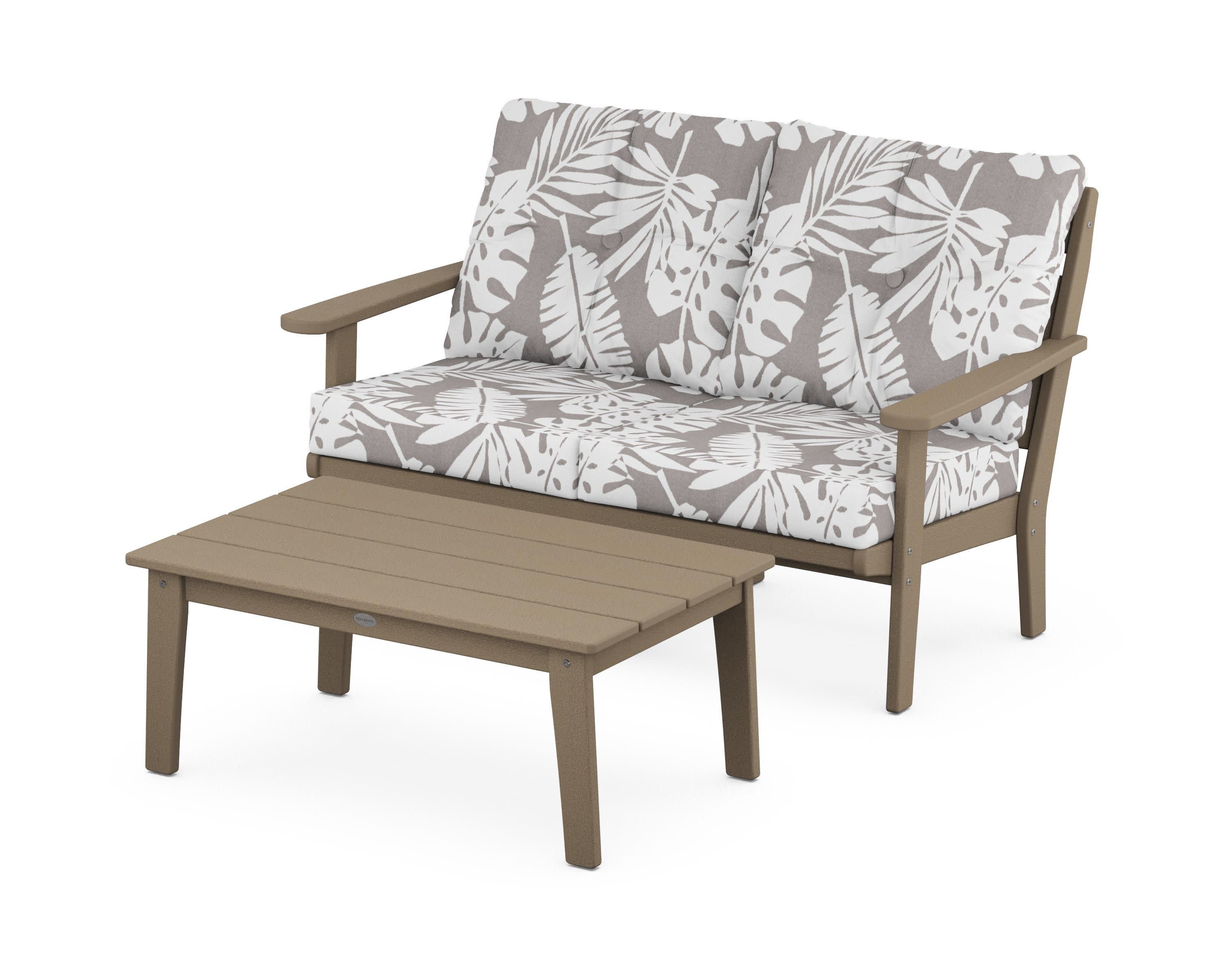 Lakeside 2-Piece Lounge Loveseat Set in Vintage Sahara / Leaf Grey Mist