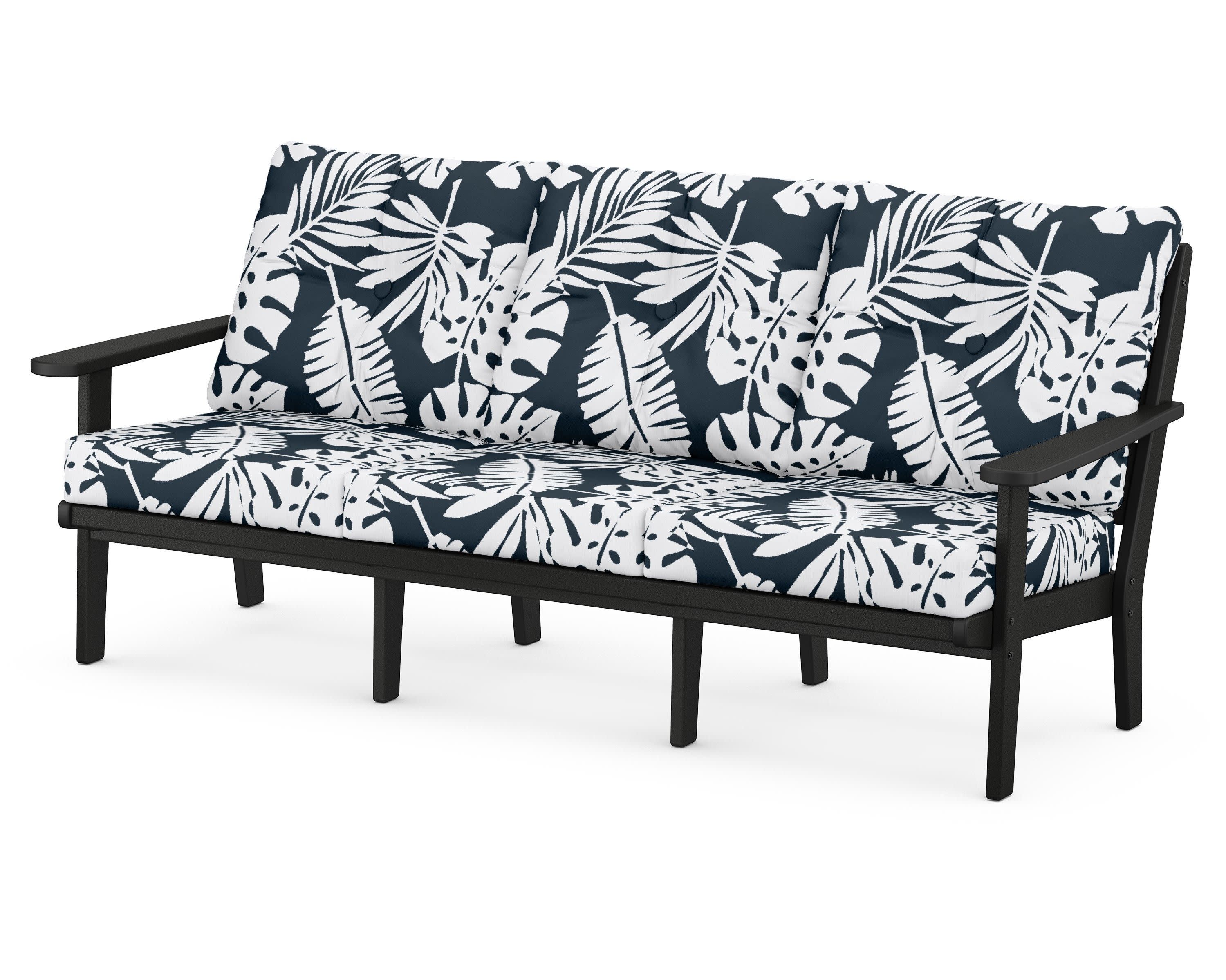 Lakeside Deep Seating Sofa in Black / Leaf Marine Indigo