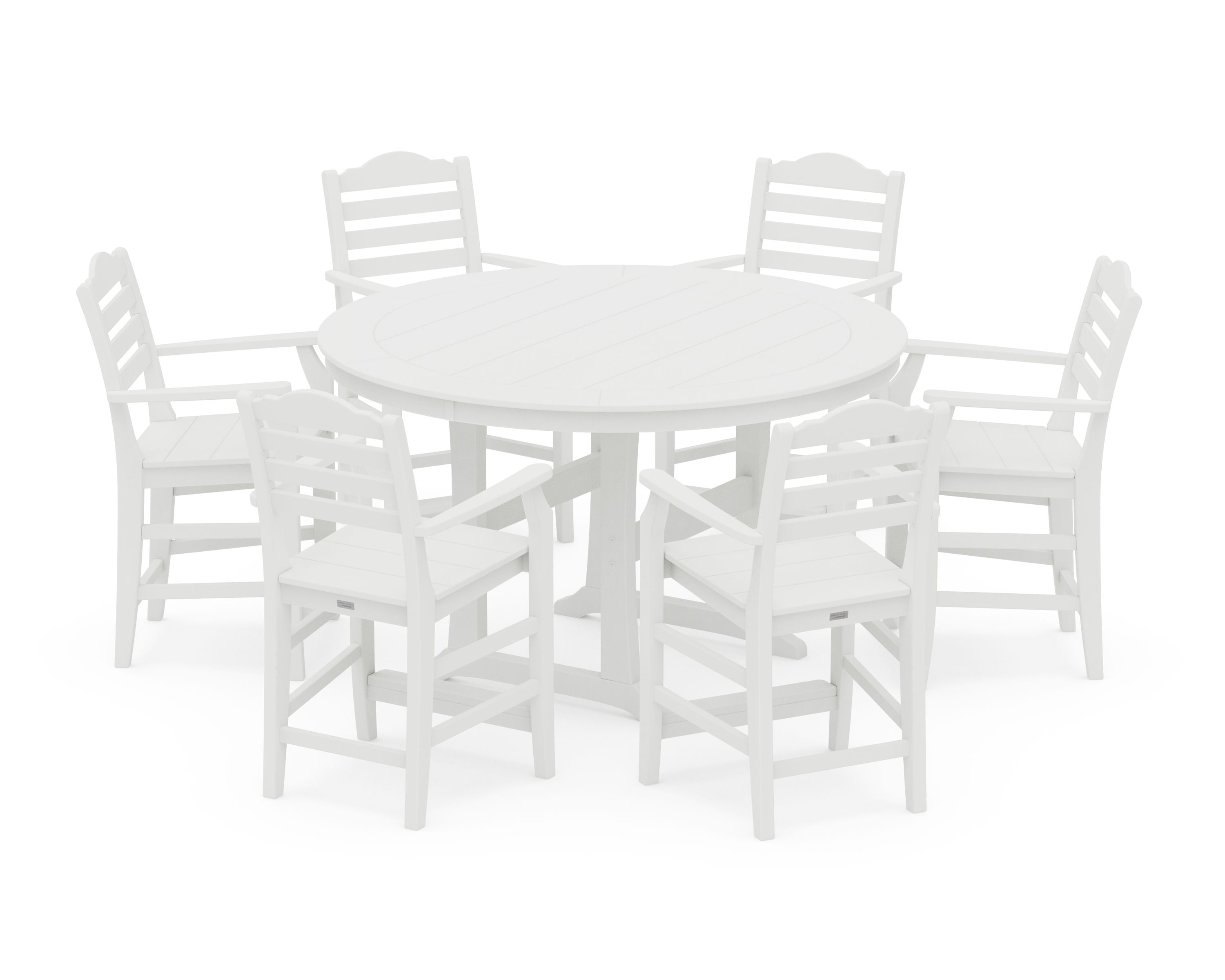 Savannah 7-Piece Arm Chair Round Counter Set in White