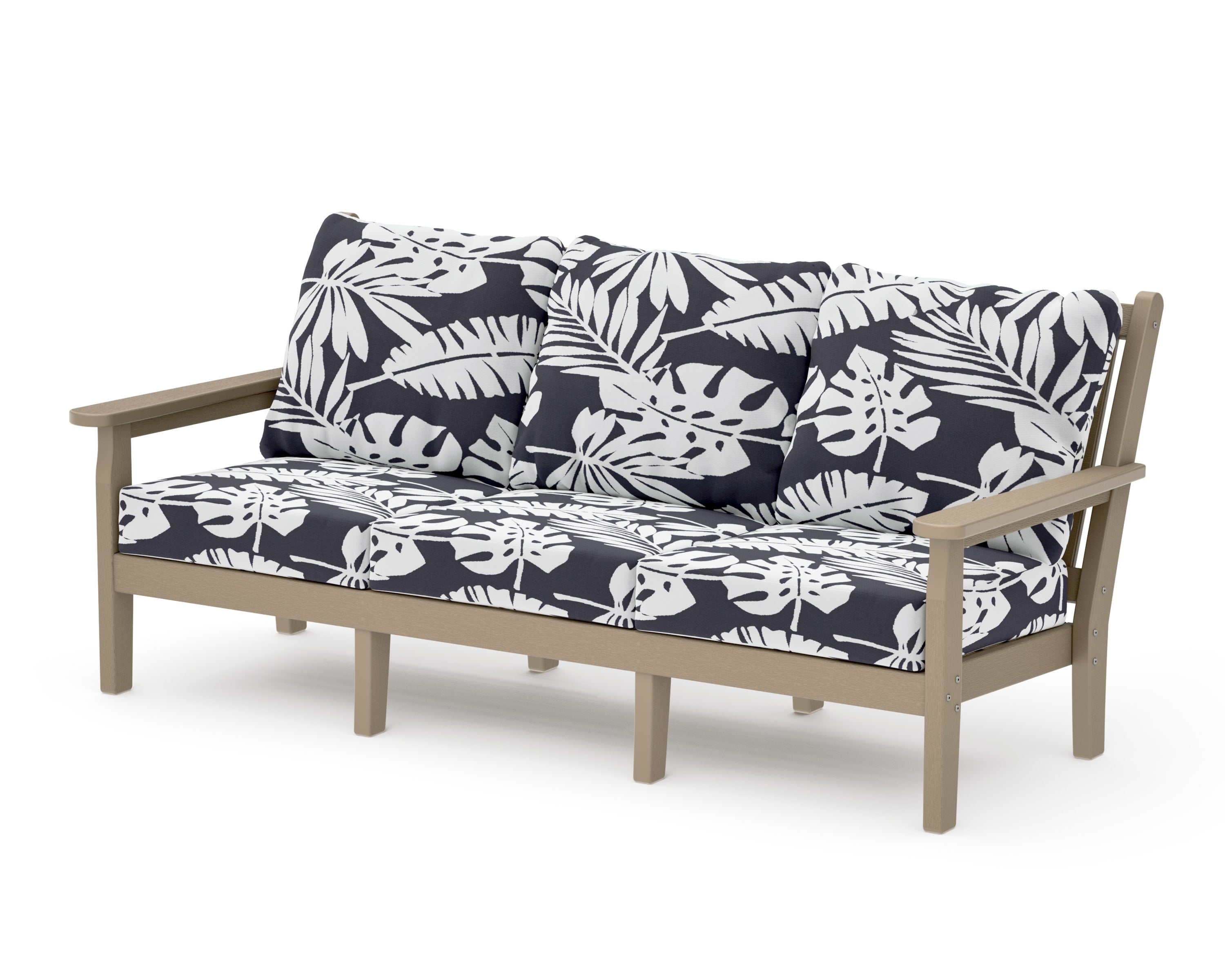 Chippendale Deep Seating Sofa in Vintage Sahara / Leaf Navy