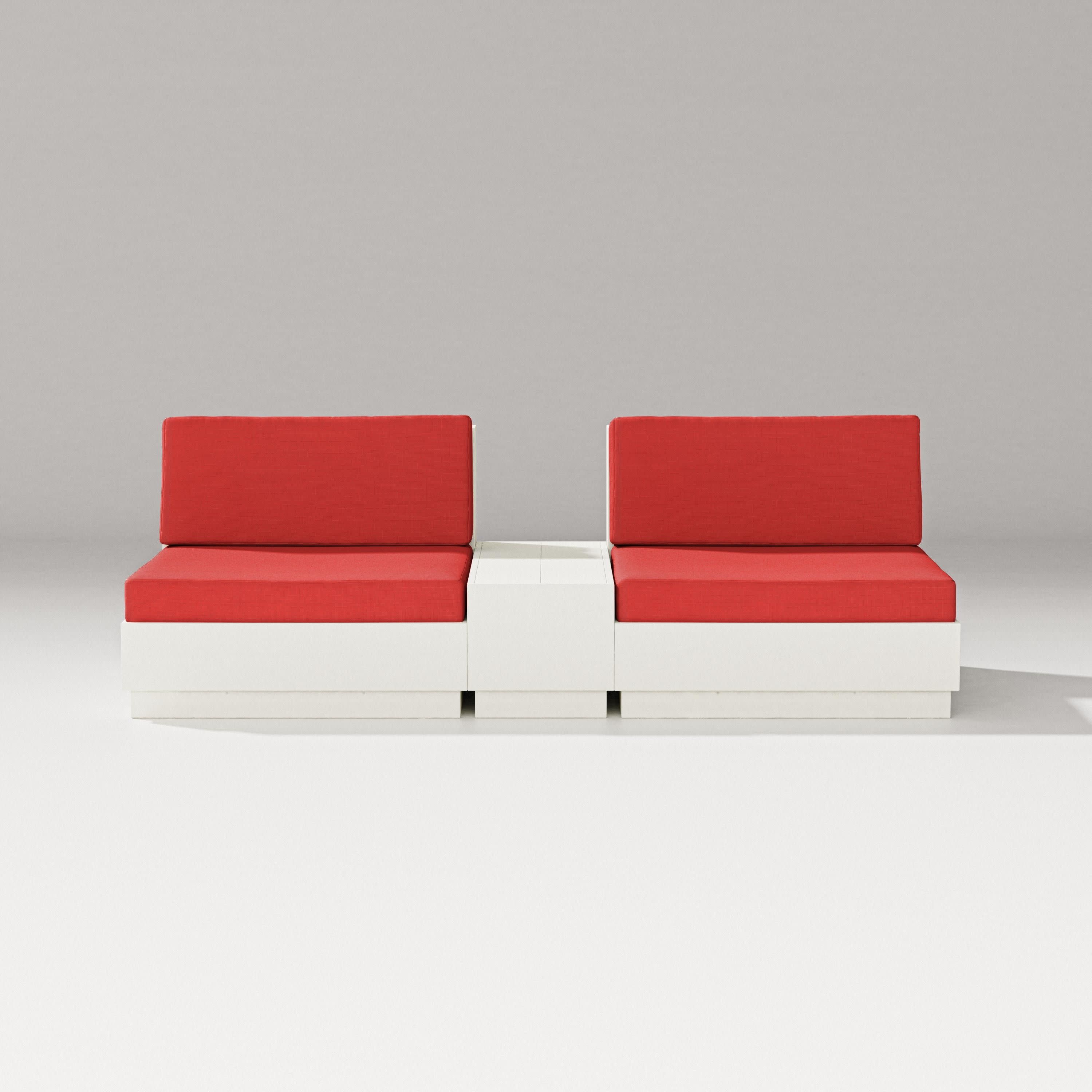 Elevate Lounge Chair Set in Vintage White / Crimson Linen