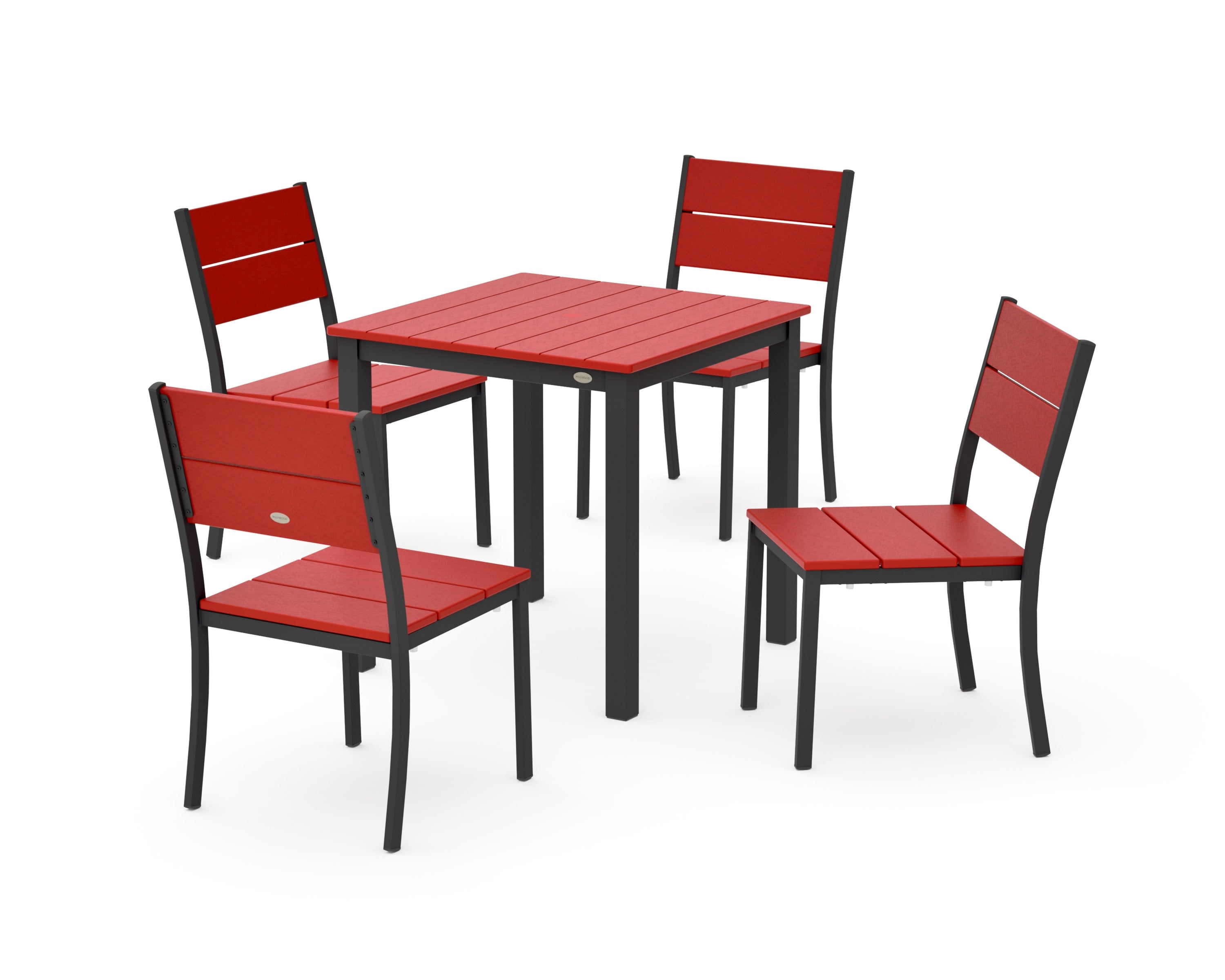 Main Street 5-Piece Square Dining Set- Small in Black / Sunset Red