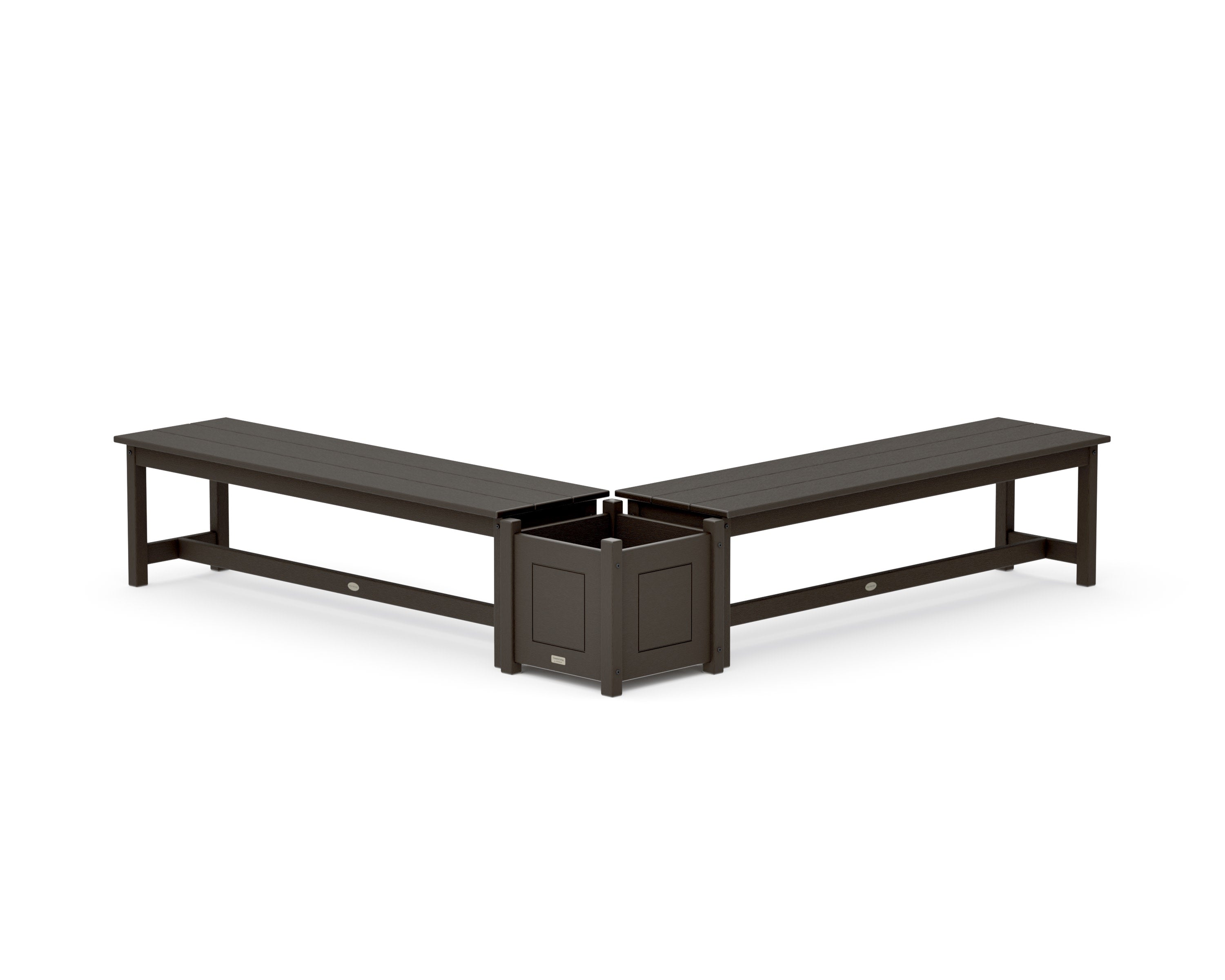60" Country Living L- Shaped Planter Bench Set in Vintage Coffee