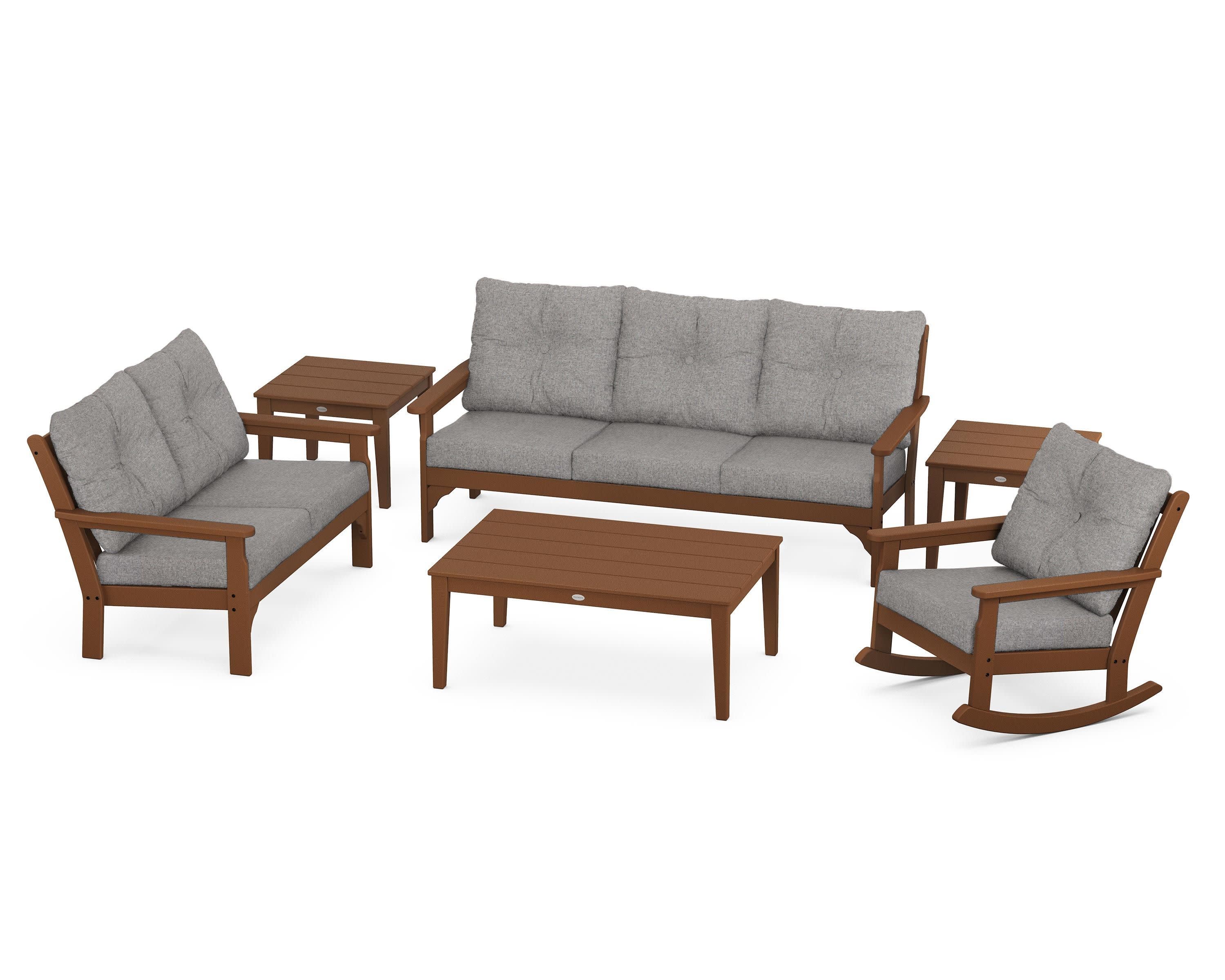 Vineyard 6-Piece Deep Seating Set in Teak / Grey Mist