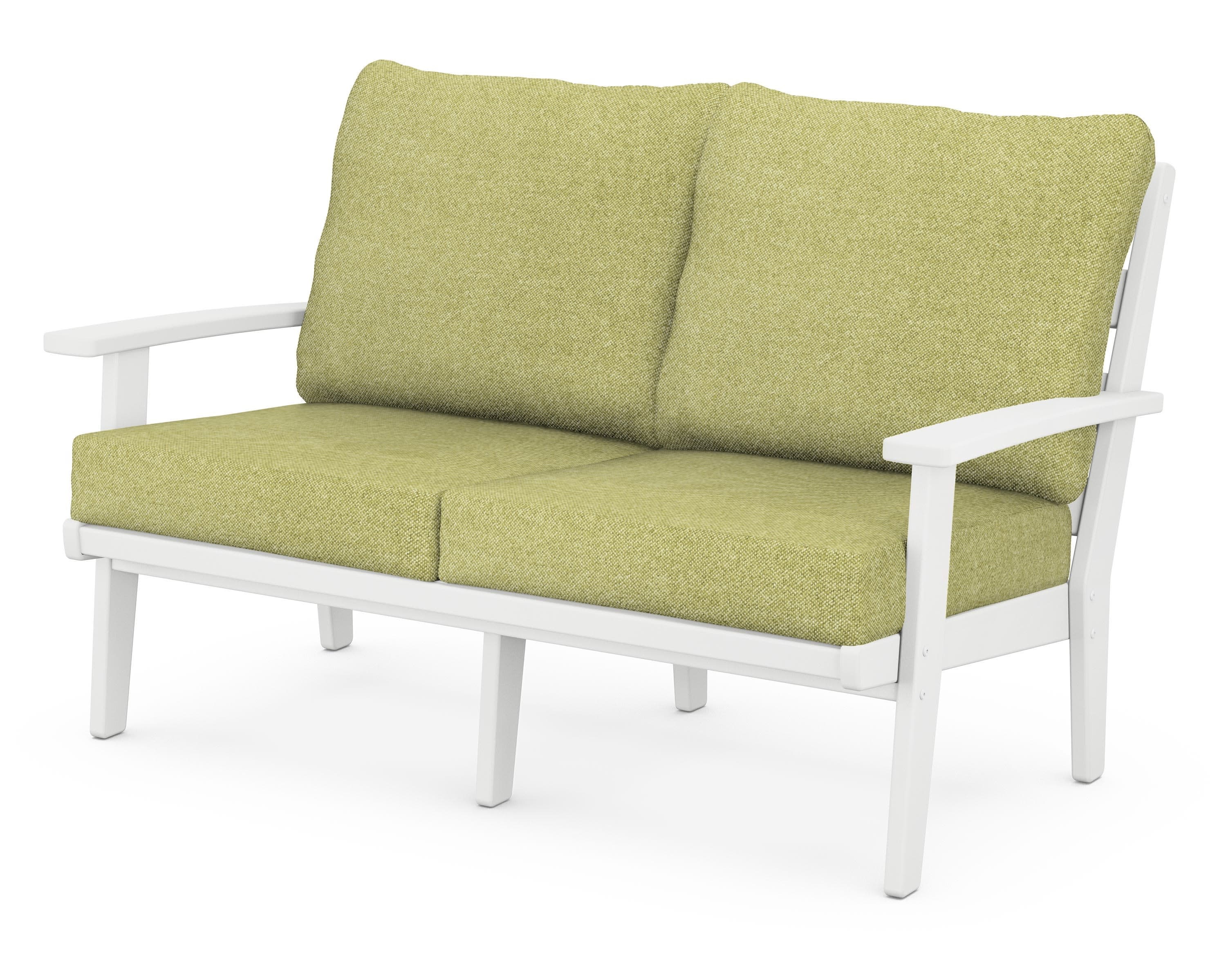 Grant Park Deep Seating Loveseat in White / Chartreuse Boucle