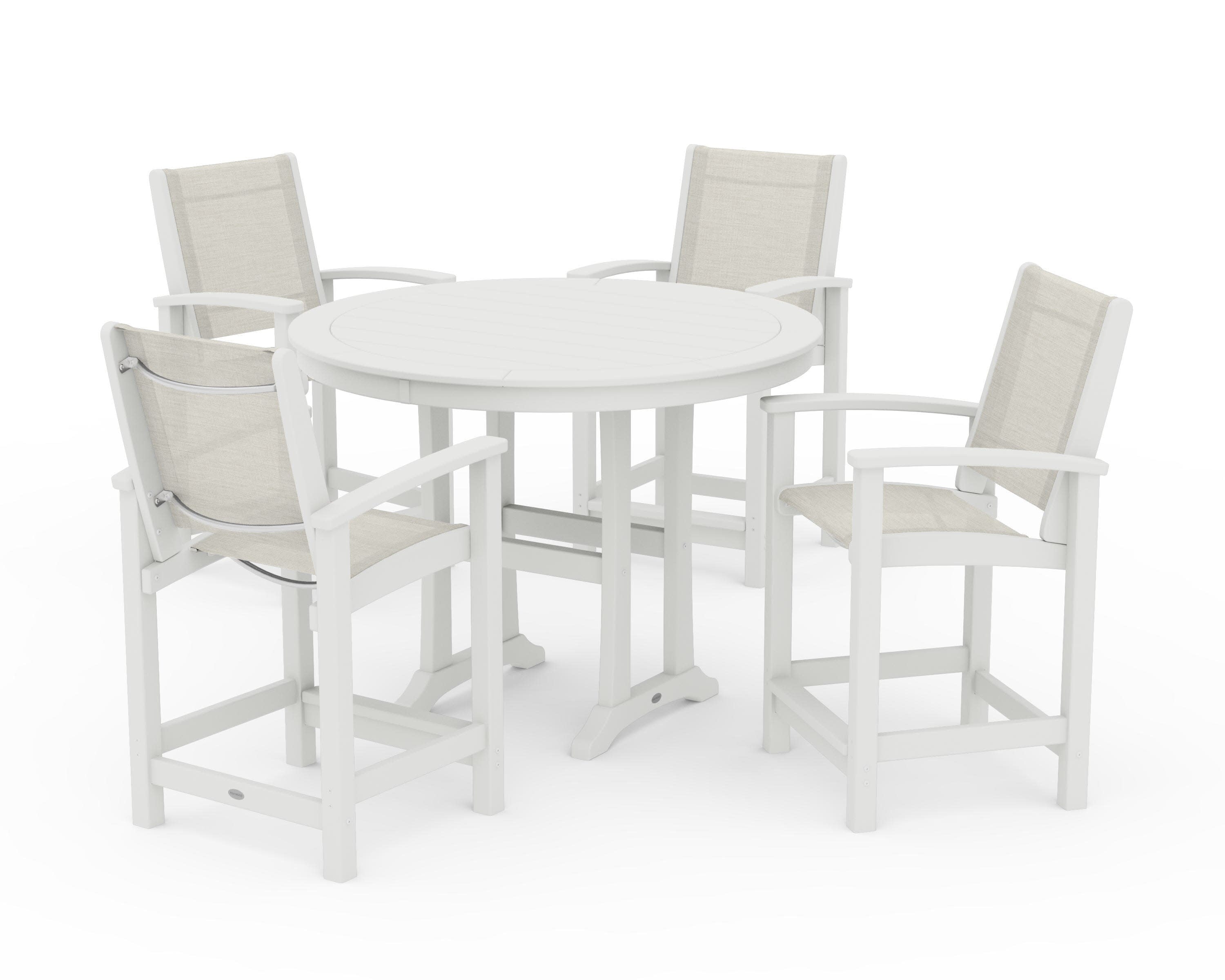Coastal 5-Piece Counter Set in Vintage White / Parchment Sling