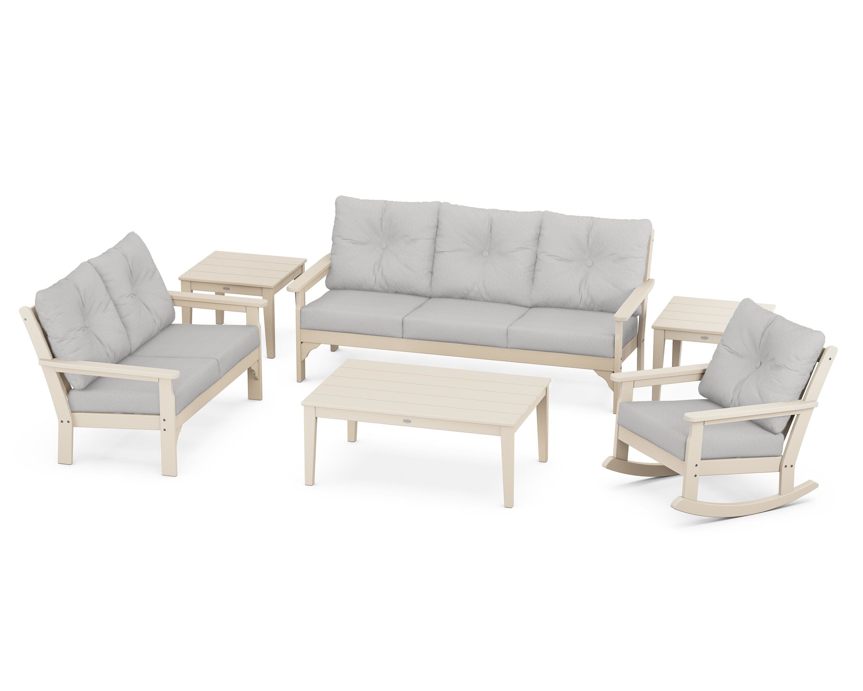 Vineyard 6-Piece Deep Seating Set in Sand / Diamond in the Rough