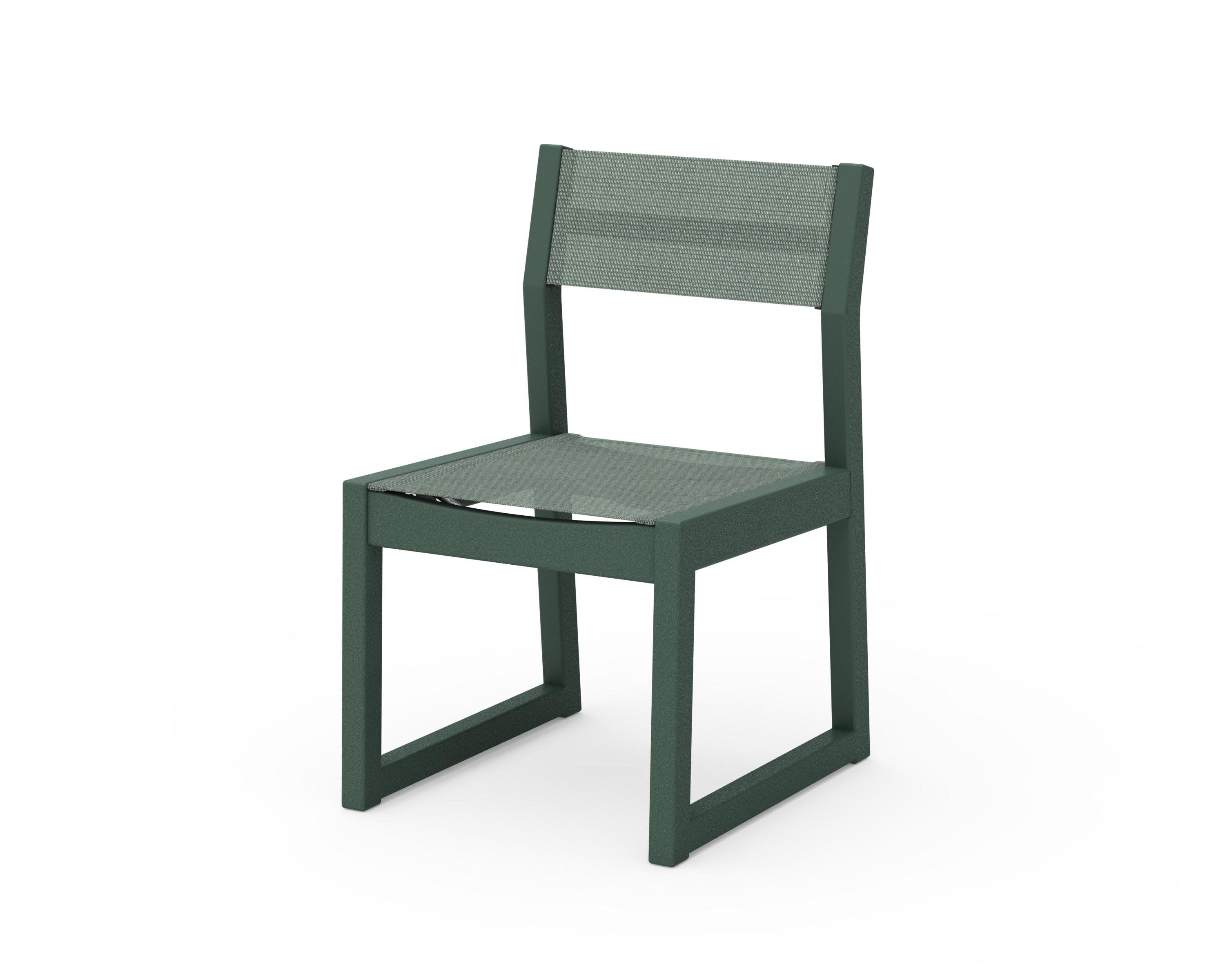EDGE Sling Dining Side Chair in Green / Dupioni Sea Mist Sling