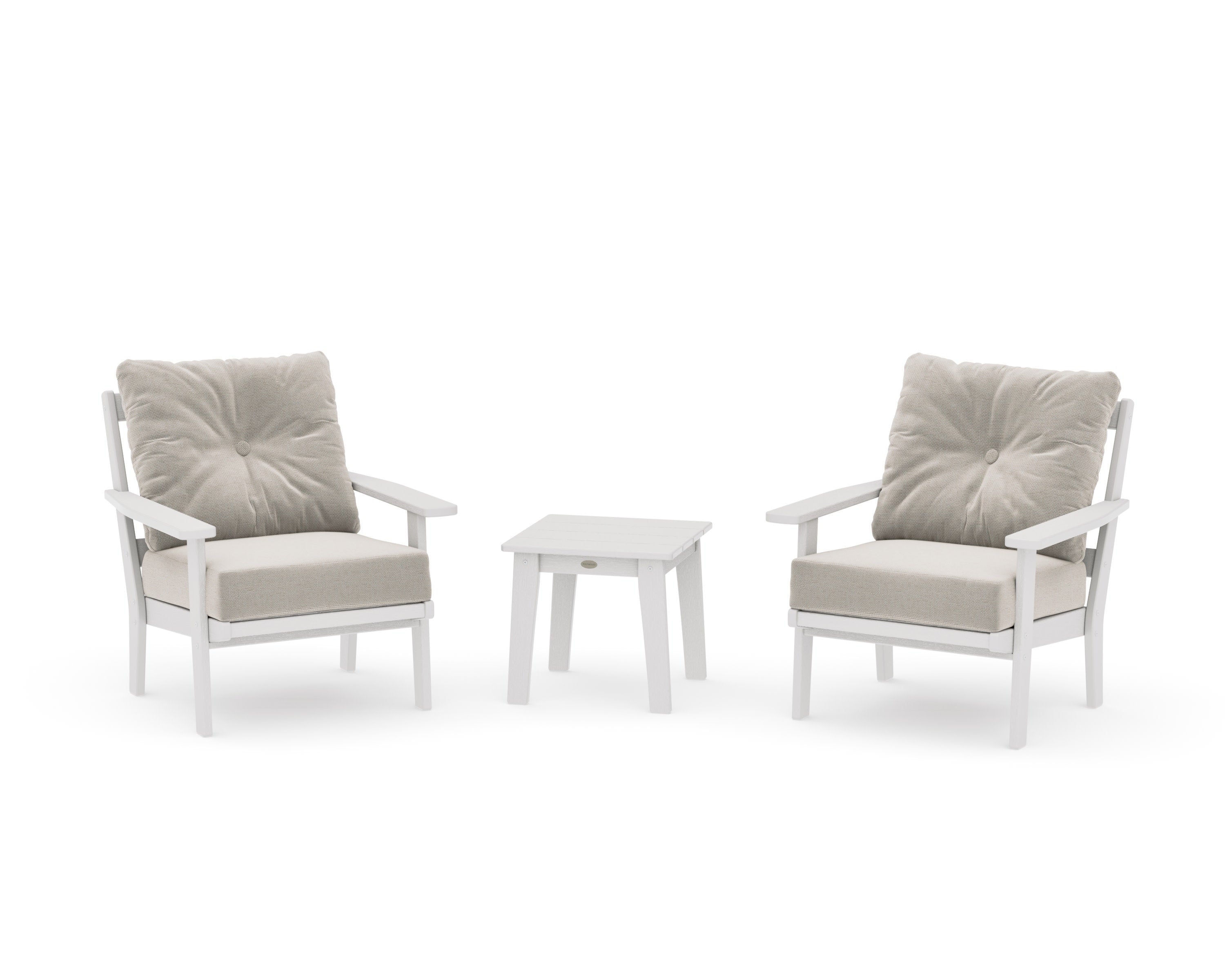 Prairie 3-Piece Deep Seating Set in Vintage White / Dune Burlap
