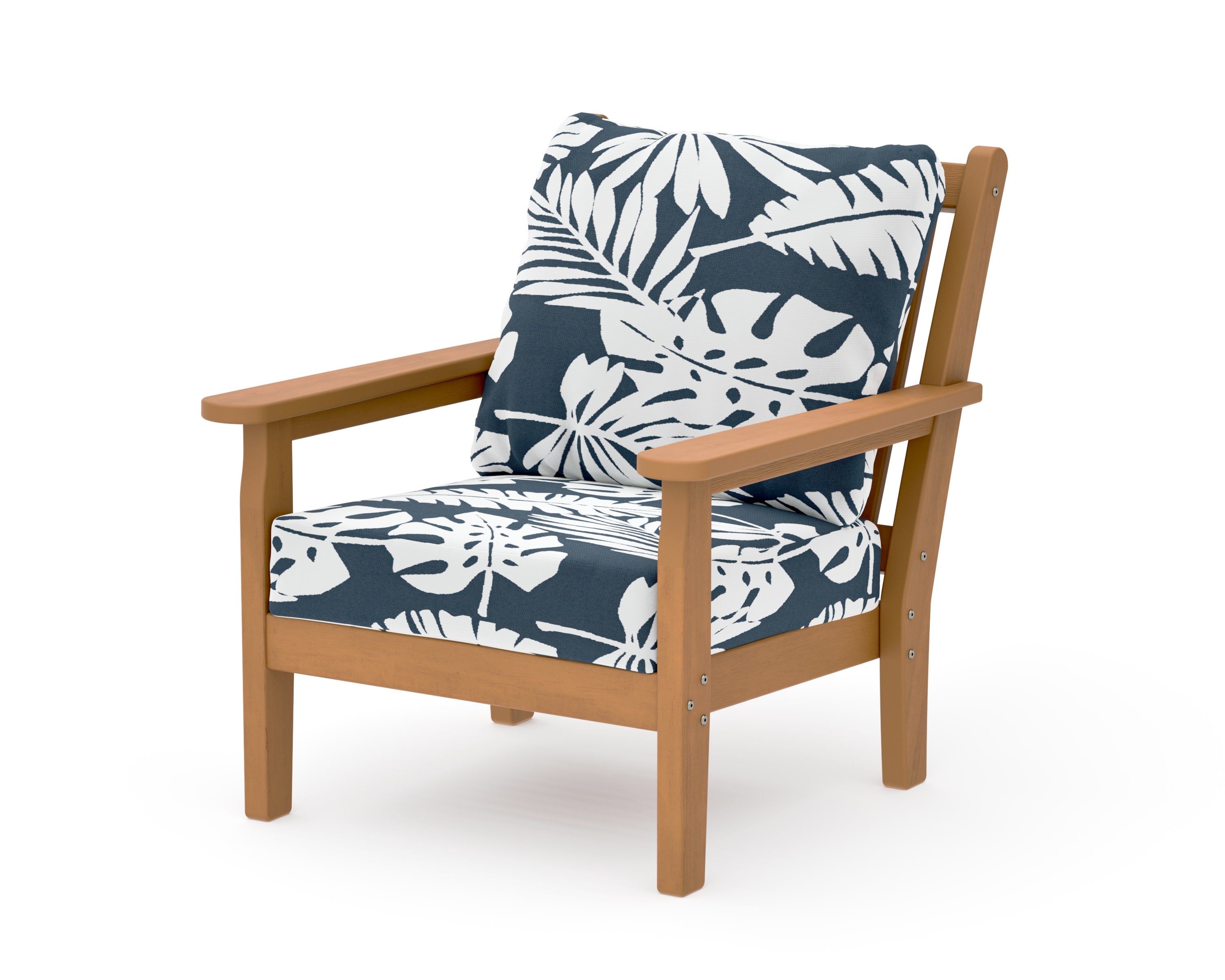 Chippendale Deep Seating Chair in Natural / Leaf Marine Indigo