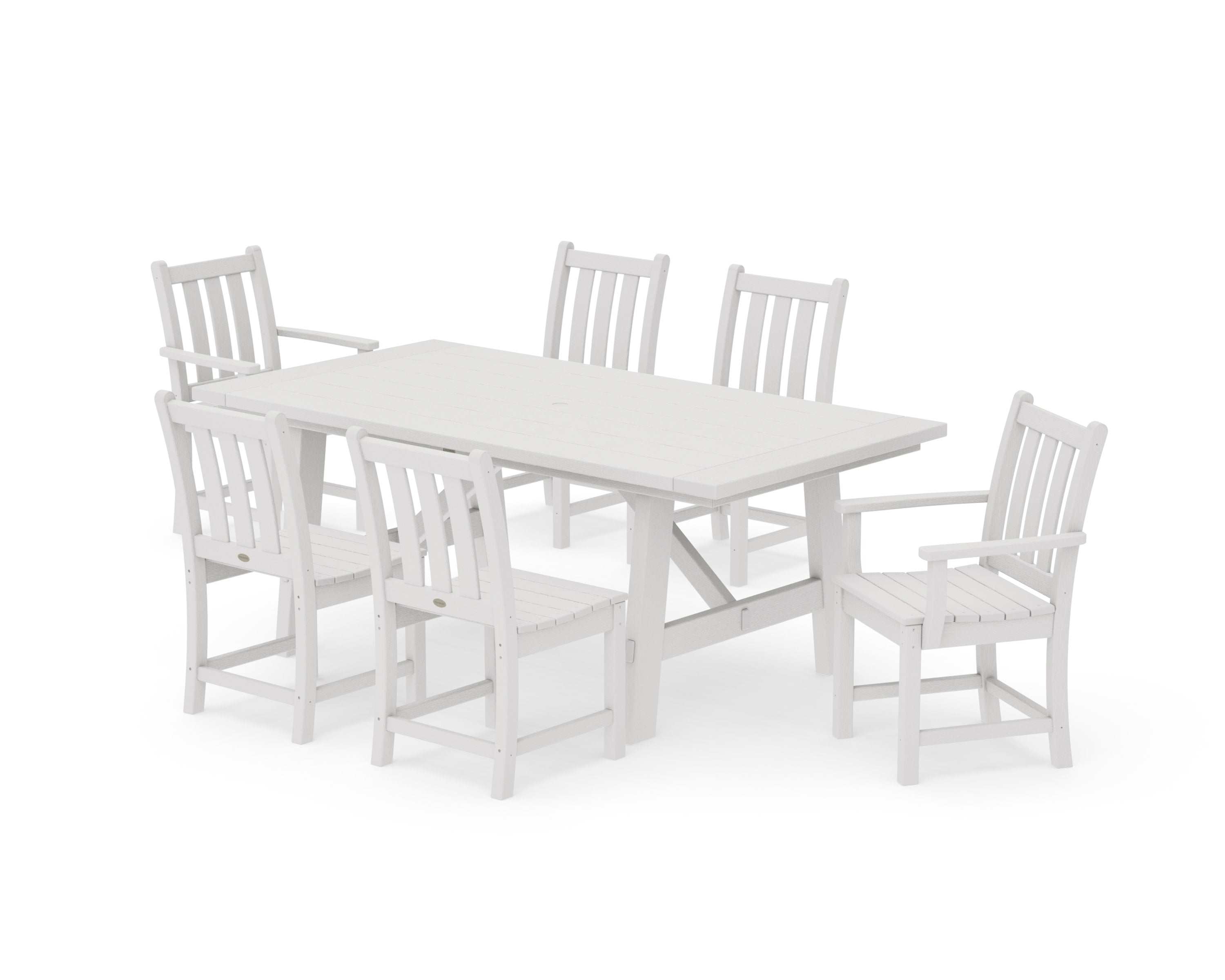 Traditional Garden 7-Piece Rustic Farmhouse Dining Set in Vintage White