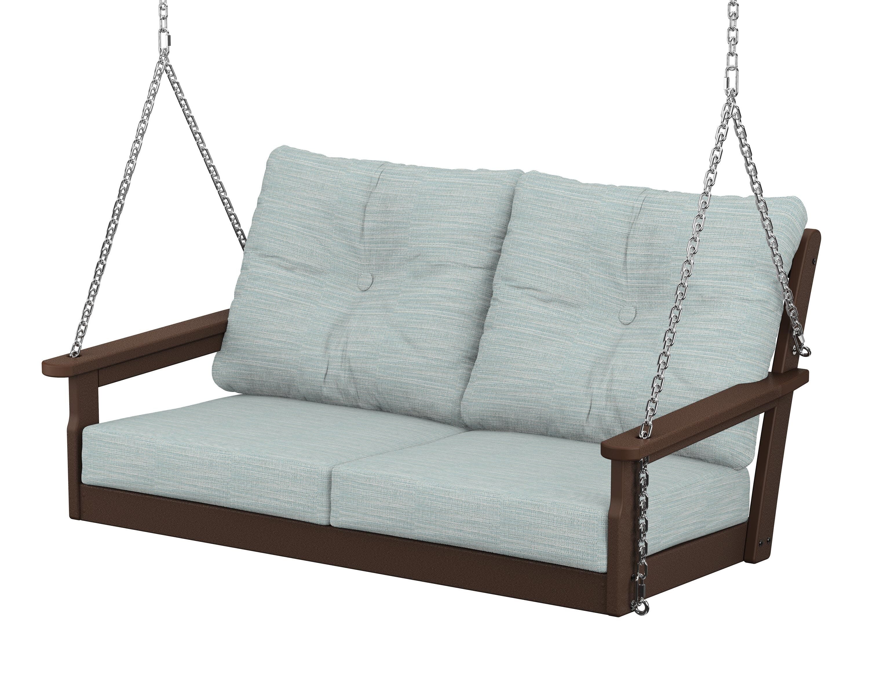Vineyard Deep Seating Swing in Mahogany / Soothe Mist