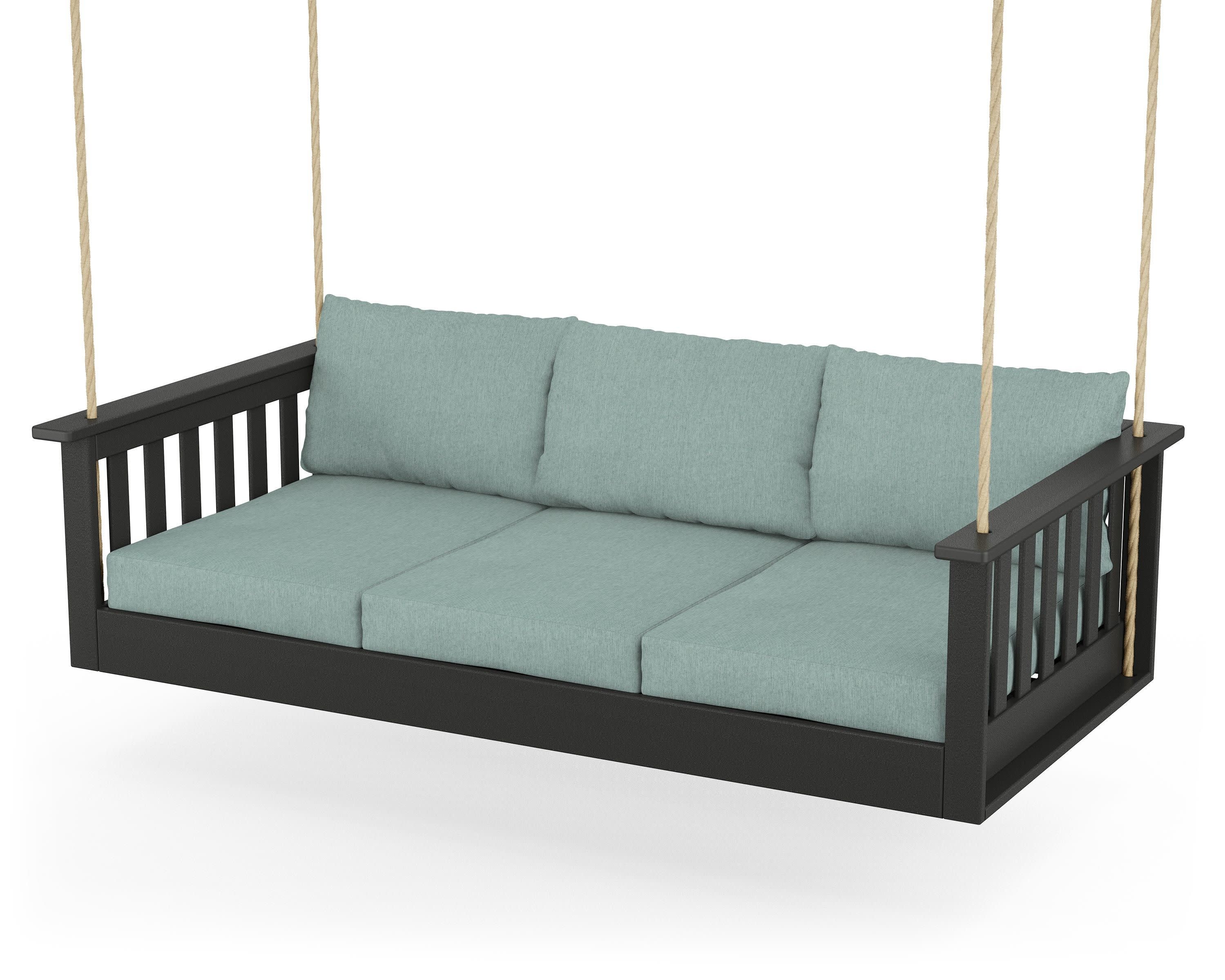 Vineyard Daybed Swing in Black / Glacier Spa